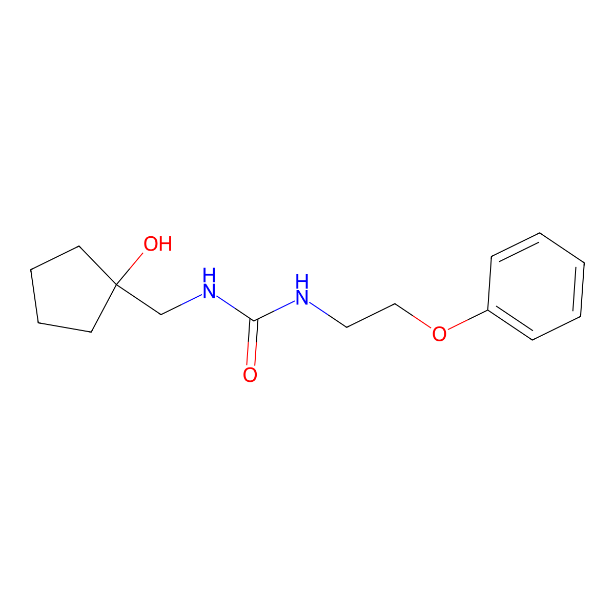 1-((1-Hydroxycyclopentyl)methyl)-3-(2-phenoxyethyl)urea molecular structure, CAS 1396860-40-4