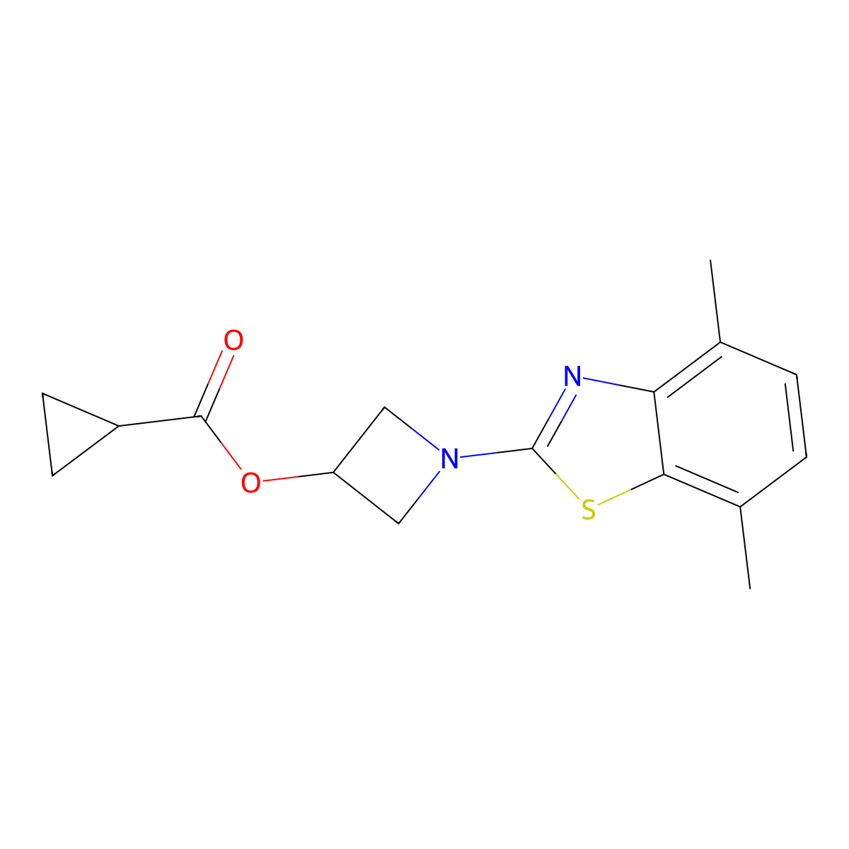 1-(4,7-Dimethylbenzo[d]thiazol-2-yl)azetidin-3-yl cyclopropanecarboxylate molecular structure, CAS 1396860-43-7