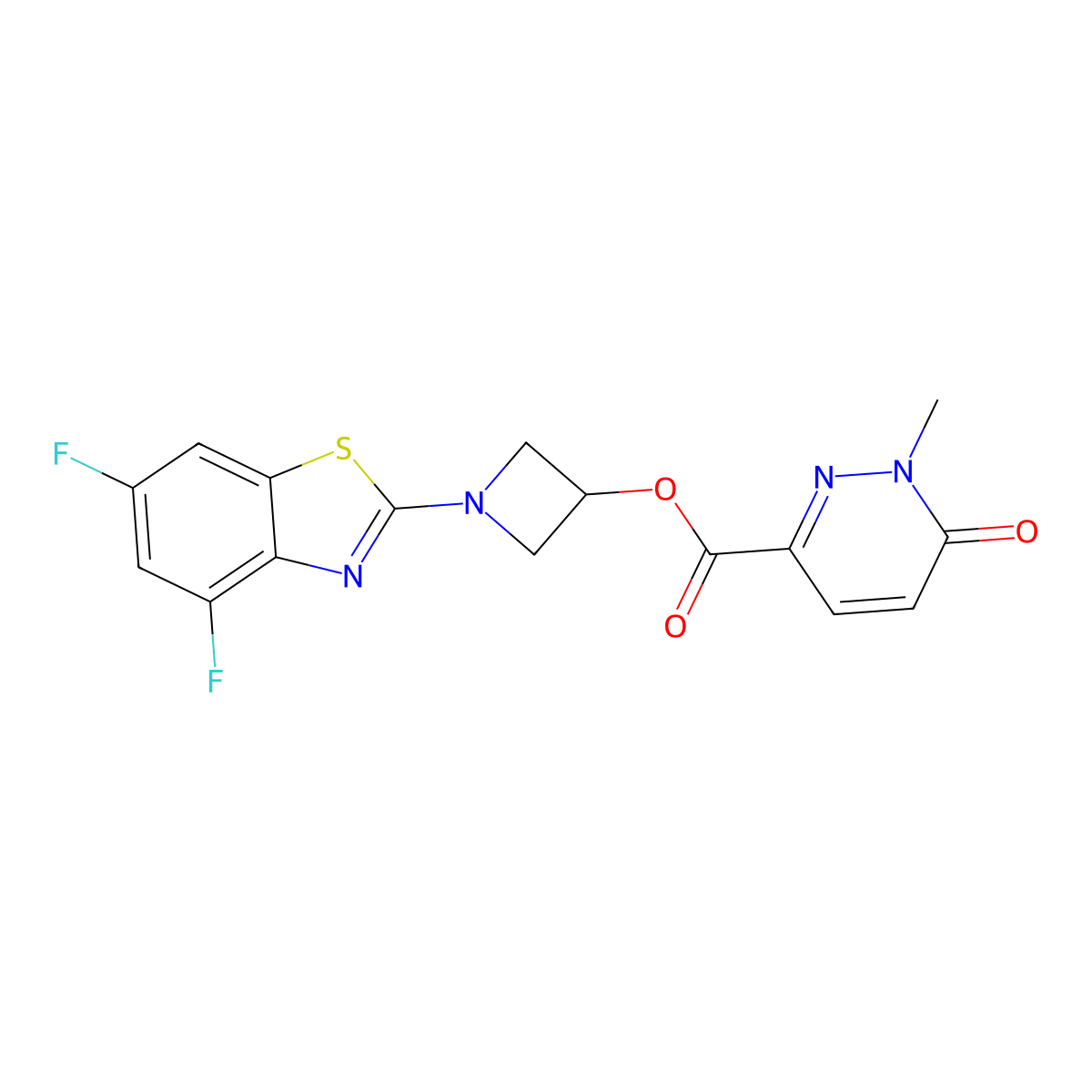 1-(4,6-Difluorobenzo[d]thiazol-2-yl)azetidin-3-yl 1-methyl-6-oxo-1,6-dihydropyridazine-3-carboxylate molecular structure, CAS 1396860-52-8