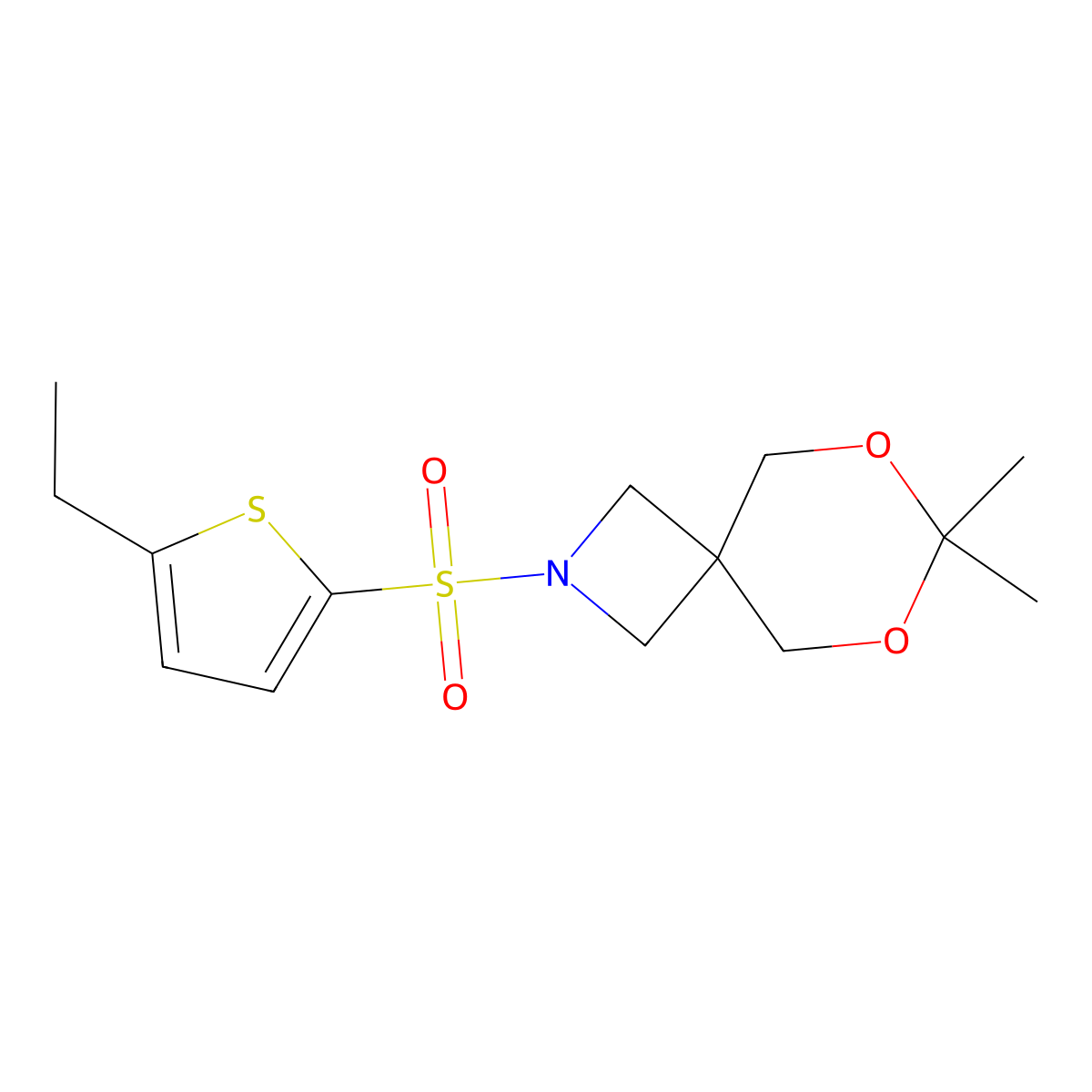 2-((5-Ethylthiophen-2-yl)sulfonyl)-7,7-dimethyl-6,8-dioxa-2-azaspiro[3.5]nonane molecular structure, CAS 1396860-54-0