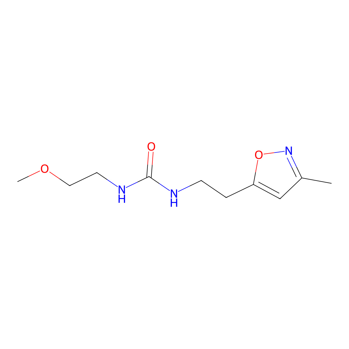 1-(2-Methoxyethyl)-3-(2-(3-methylisoxazol-5-yl)ethyl)urea molecular structure, CAS 1396860-73-3