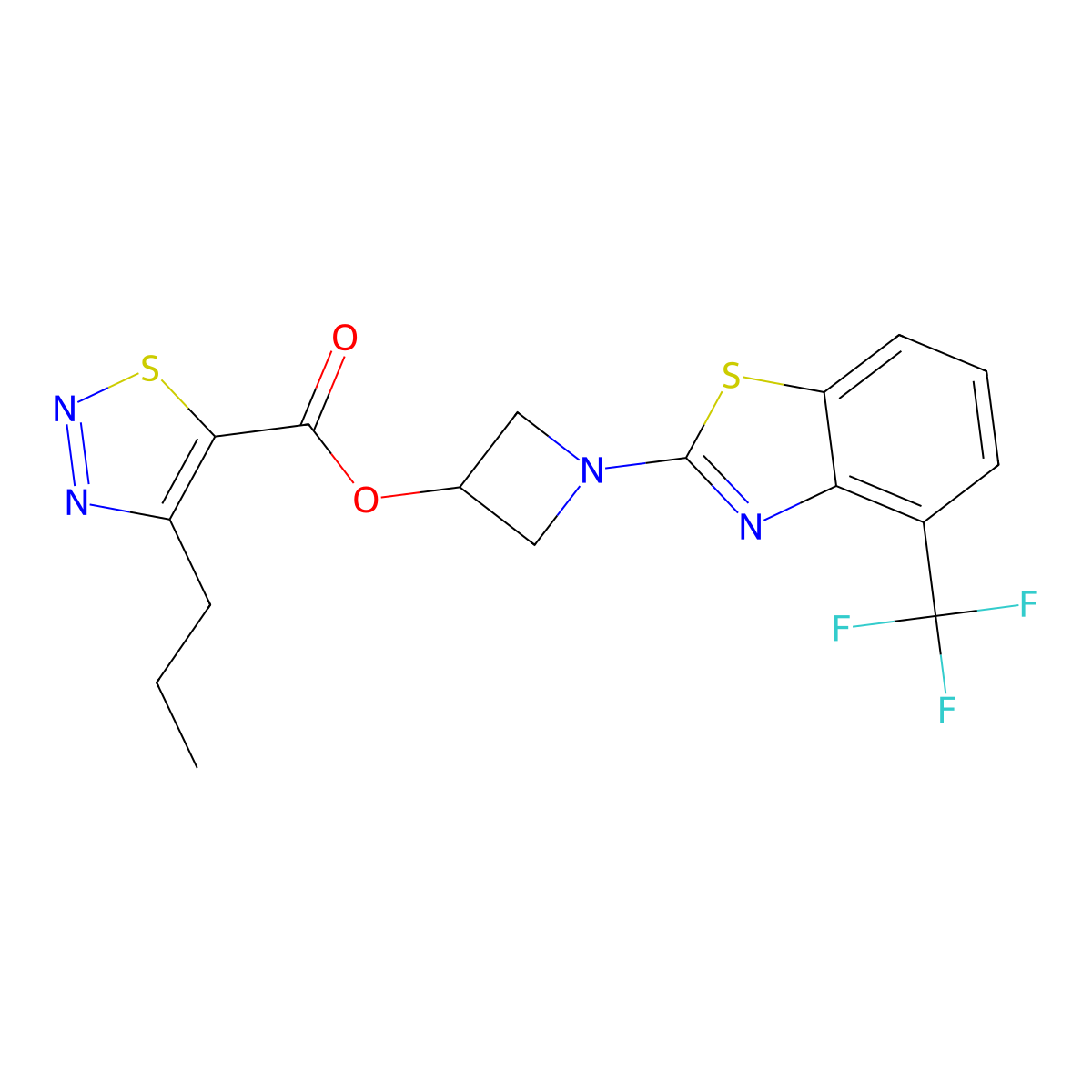 1-(4-(Trifluoromethyl)benzo[d]thiazol-2-yl)azetidin-3-yl 4-propyl-1,2,3-thiadiazole-5-carboxylate molecular structure, CAS 1396860-76-6
