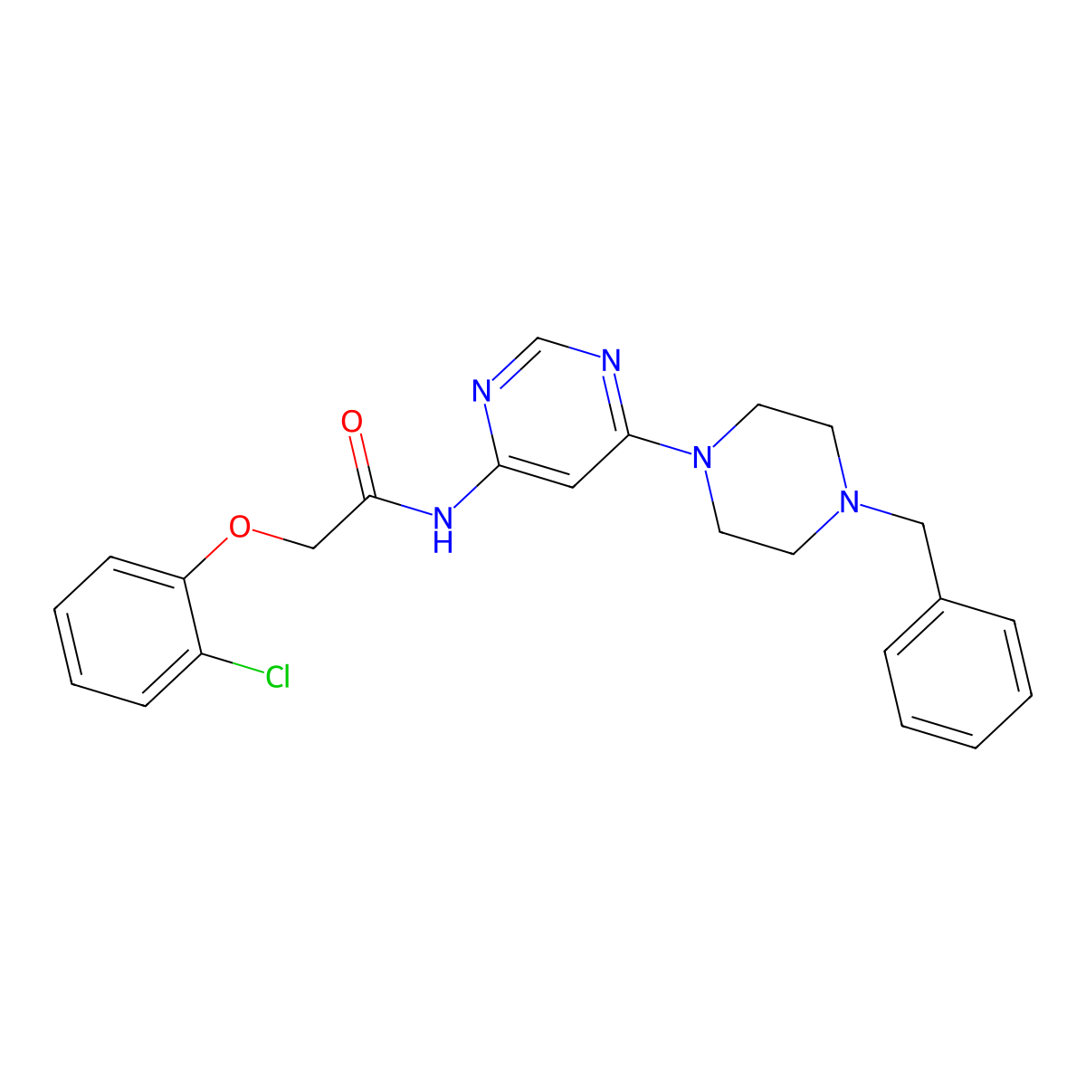 N-[6-(4-benzylpiperazin-1-yl)pyrimidin-4-yl]-2-(2-chlorophenoxy)acetamide molecular structure, CAS 1396860-77-7