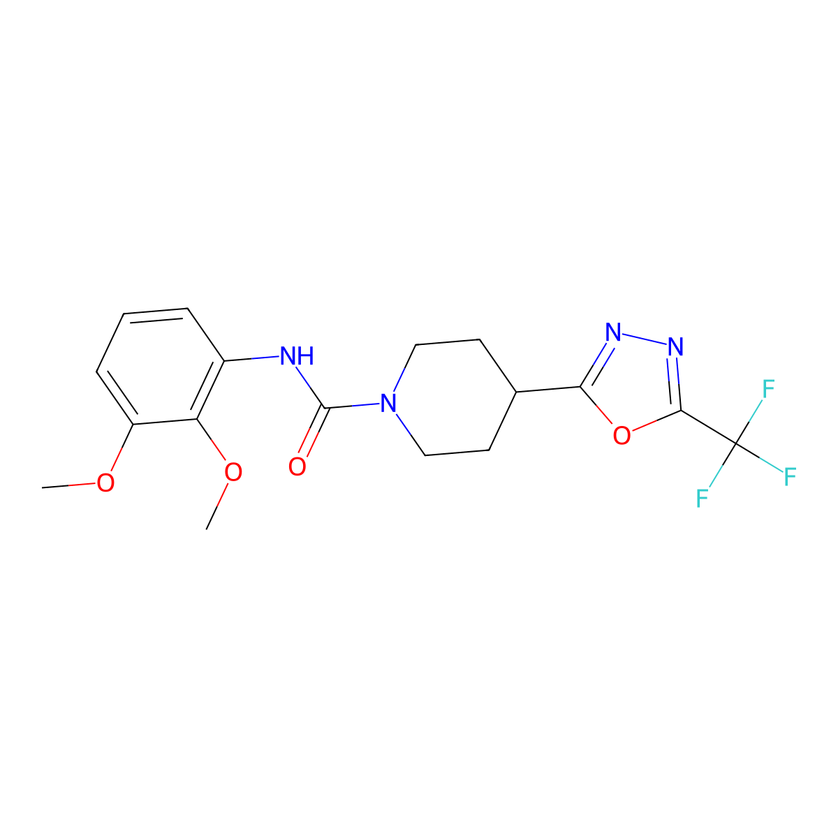 N-(2,3-dimethoxyphenyl)-4-[5-(trifluoromethyl)-1,3,4-oxadiazol-2-yl]piperidine-1-carboxamide molecular structure, CAS 1396860-79-9