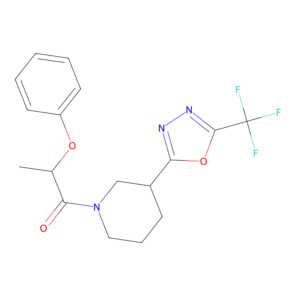 2-Phenoxy-1-{3-[5-(trifluoromethyl)-1,3,4-oxadiazol-2-yl]piperidin-1-yl}propan-1-one molecular structure, CAS 1396860-89-1