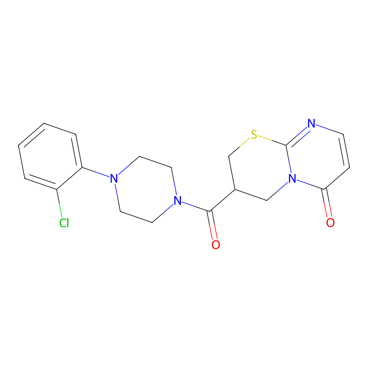 3-(4-(2-chlorophenyl)piperazine-1-carbonyl)-3,4-dihydropyrimido[2,1-b][1,3]thiazin-6(2H)-one molecular structure, CAS 1396861-00-9