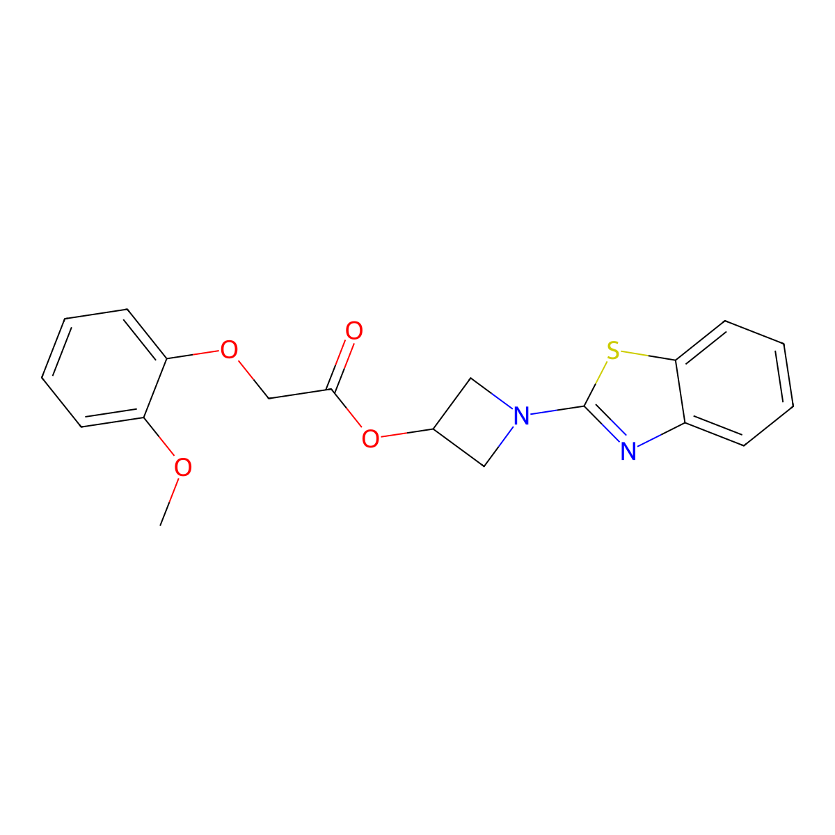 1-(Benzo[d]thiazol-2-yl)azetidin-3-yl 2-(2-methoxyphenoxy)acetate molecular structure, CAS 1396861-10-1