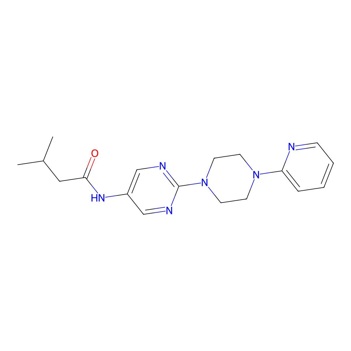 3-methyl-N-{2-[4-(pyridin-2-yl)piperazin-1-yl]pyrimidin-5-yl}butanamide molecular structure, CAS 1396861-16-7