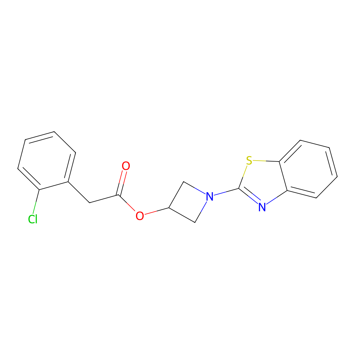 1-(Benzo[d]thiazol-2-yl)azetidin-3-yl 2-(2-chlorophenyl)acetate molecular structure, CAS 1396861-20-3