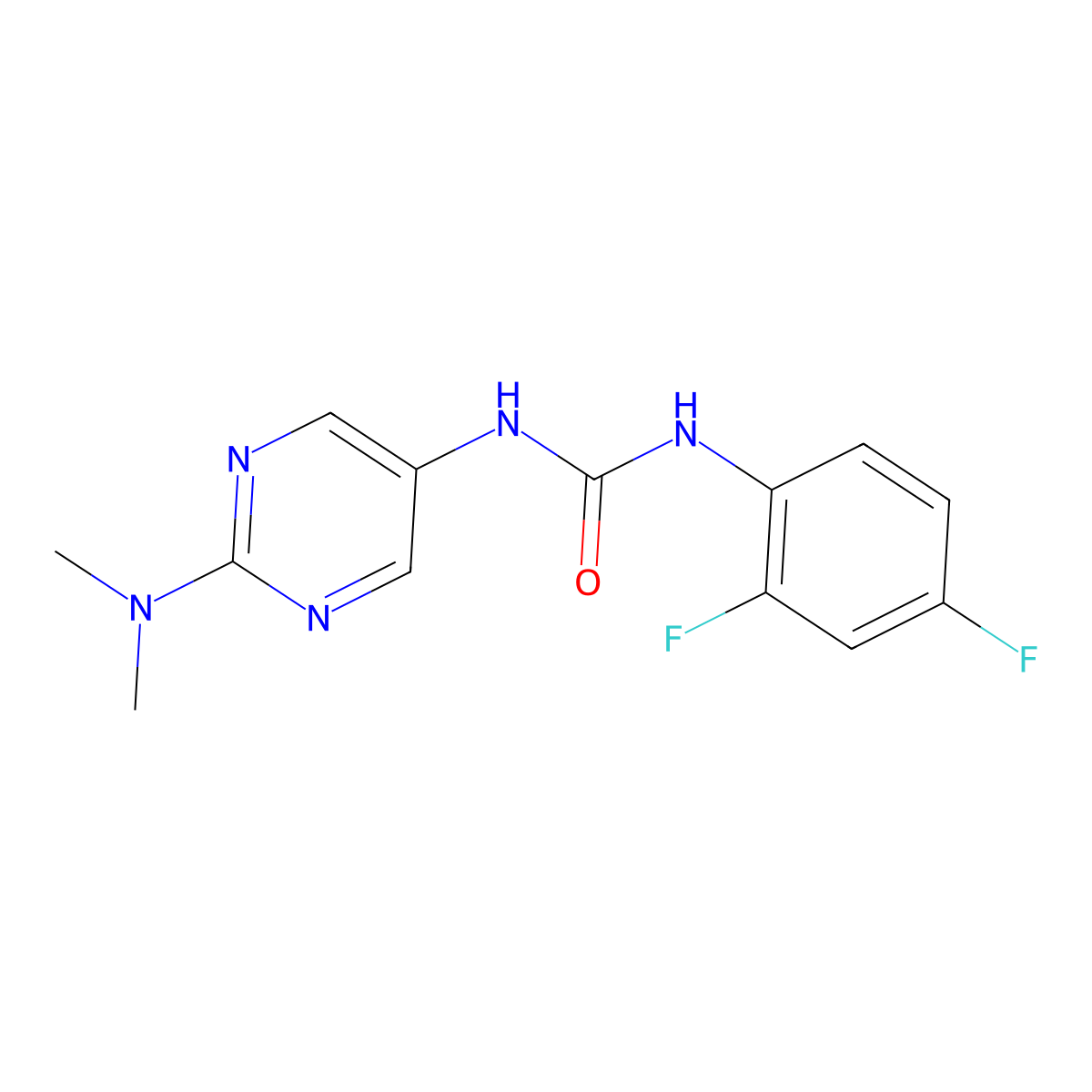1-(2,4-Difluorophenyl)-3-[2-(dimethylamino)pyrimidin-5-yl]urea molecular structure, CAS 1396861-32-7