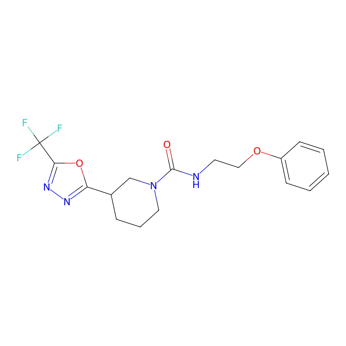 N-(2-phenoxyethyl)-3-[5-(trifluoromethyl)-1,3,4-oxadiazol-2-yl]piperidine-1-carboxamide molecular structure, CAS 1396861-35-0