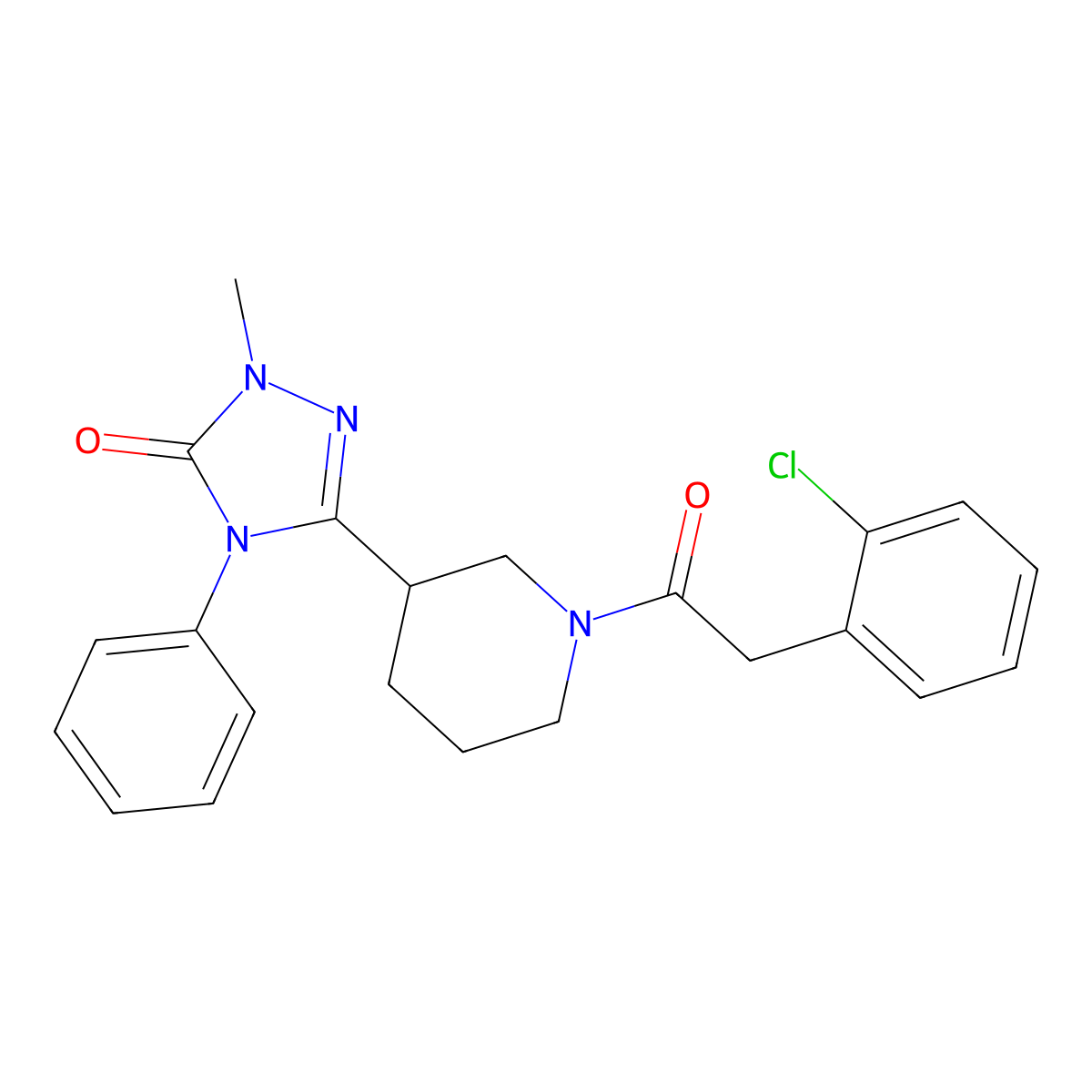 3-(1-(2-(2-chlorophenyl)acetyl)piperidin-3-yl)-1-methyl-4-phenyl-1H-1,2,4-triazol-5(4H)-one molecular structure, CAS 1396861-48-5