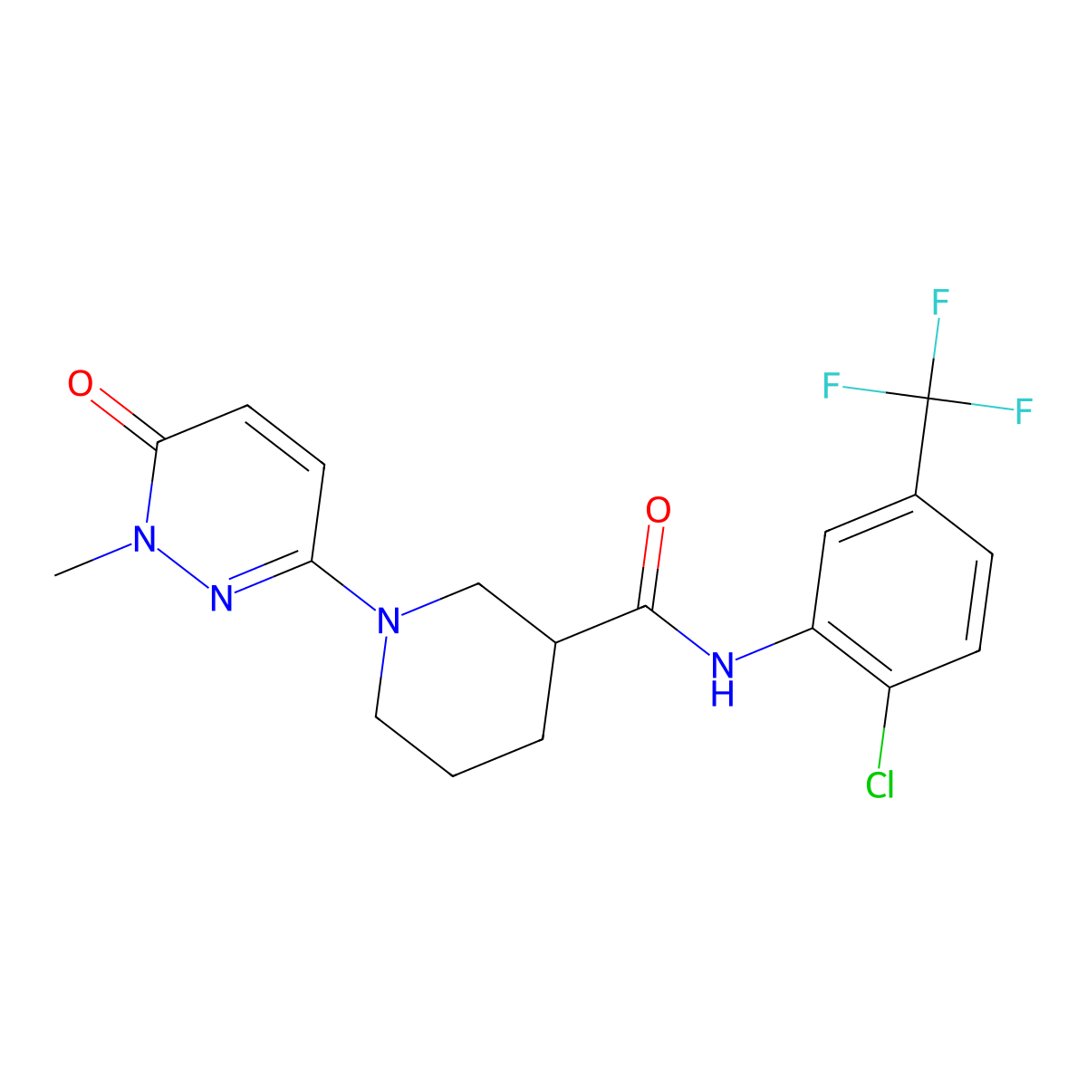 N-[2-chloro-5-(trifluoromethyl)phenyl]-1-(1-methyl-6-oxo-1,6-dihydropyridazin-3-yl)piperidine-3-carboxamide molecular structure, CAS 1396861-51-0