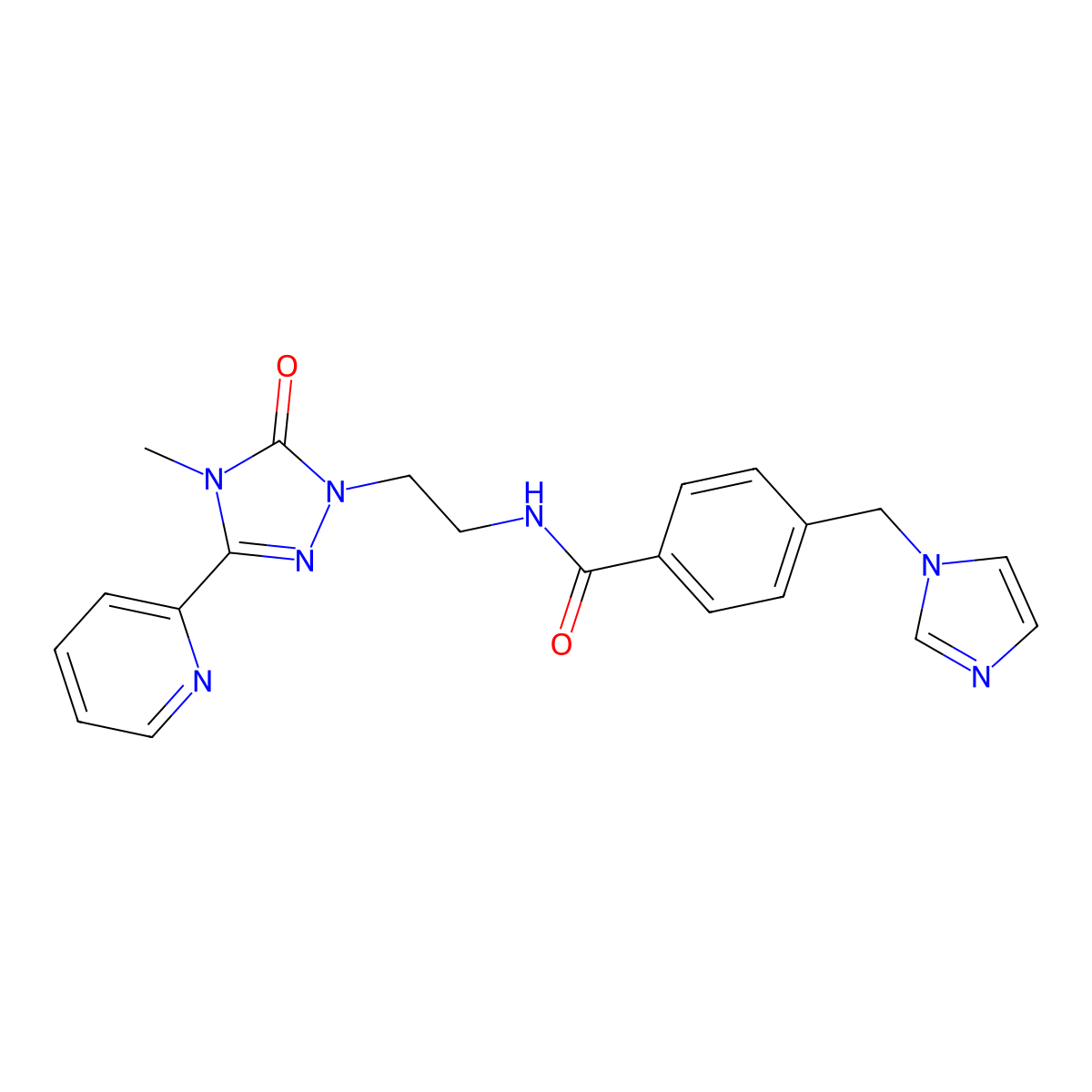 4-[(1H-imidazol-1-yl)methyl]-N-{2-[4-methyl-5-oxo-3-(pyridin-2-yl)-4,5-dihydro-1H-1,2,4-triazol-1-yl]ethyl}benzamide molecular structure, CAS 1396861-54-3