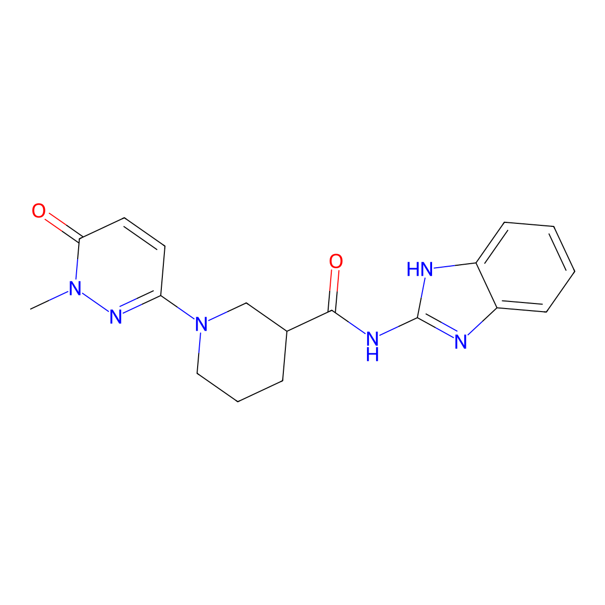 N-(1H-benzo[d]imidazol-2-yl)-1-(1-methyl-6-oxo-1,6-dihydropyridazin-3-yl)piperidine-3-carboxamide molecular structure, CAS 1396861-60-1