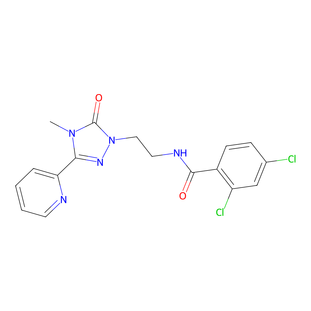2,4-dichloro-N-{2-[4-methyl-5-oxo-3-(pyridin-2-yl)-4,5-dihydro-1H-1,2,4-triazol-1-yl]ethyl}benzamide molecular structure, CAS 1396861-63-4