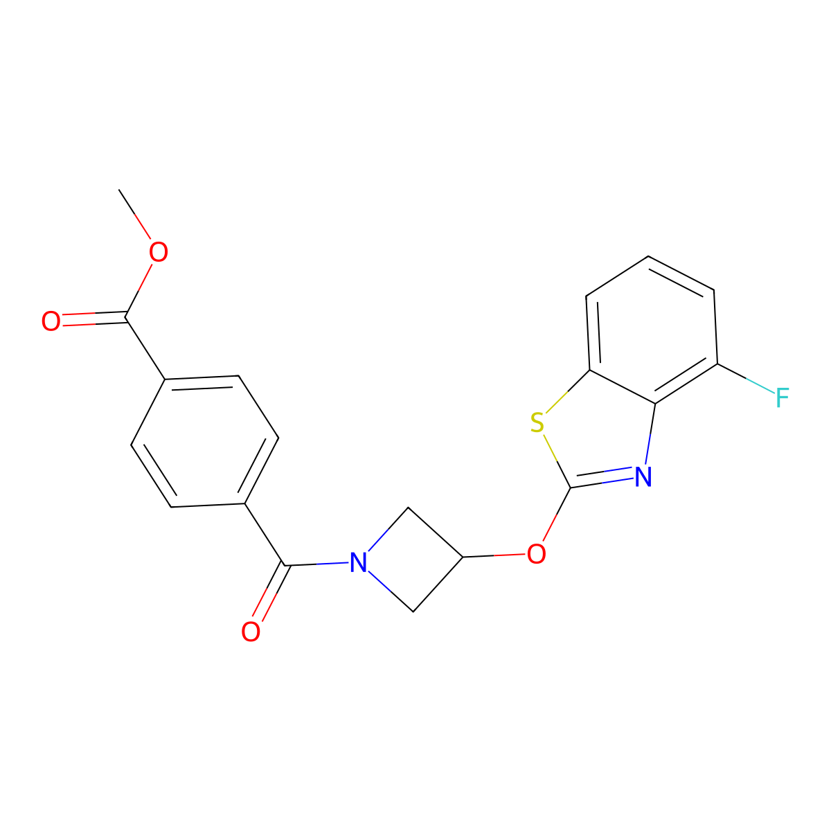 Methyl 4-(3-((4-fluorobenzo[d]thiazol-2-yl)oxy)azetidine-1-carbonyl)benzoate molecular structure, CAS 1396861-64-5