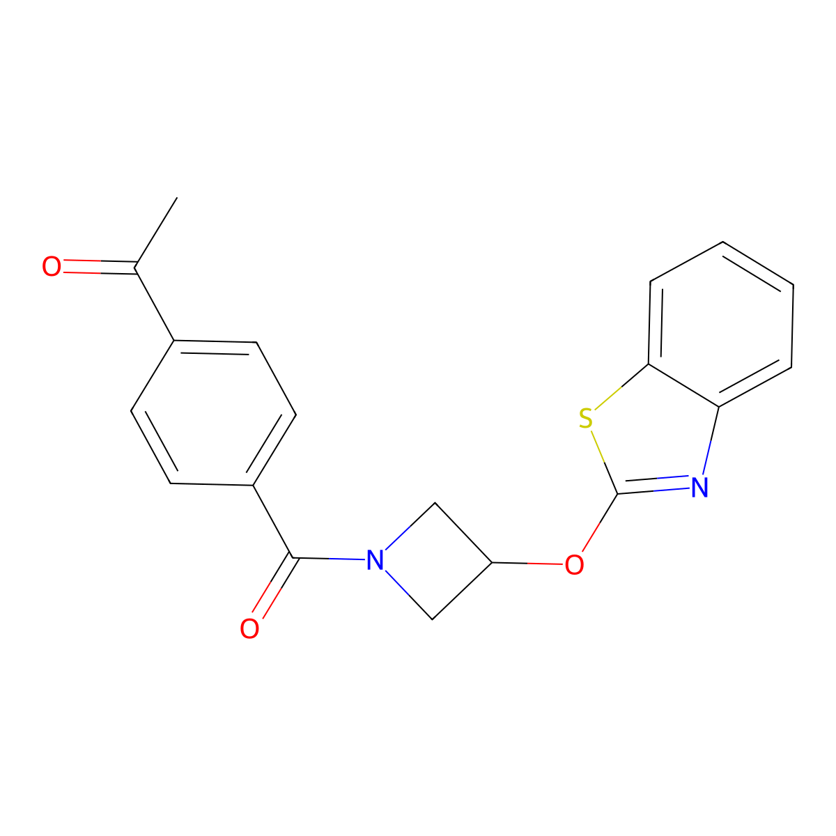 1-(4-(3-(Benzo[d]thiazol-2-yloxy)azetidine-1-carbonyl)phenyl)ethanone molecular structure, CAS 1396861-69-0