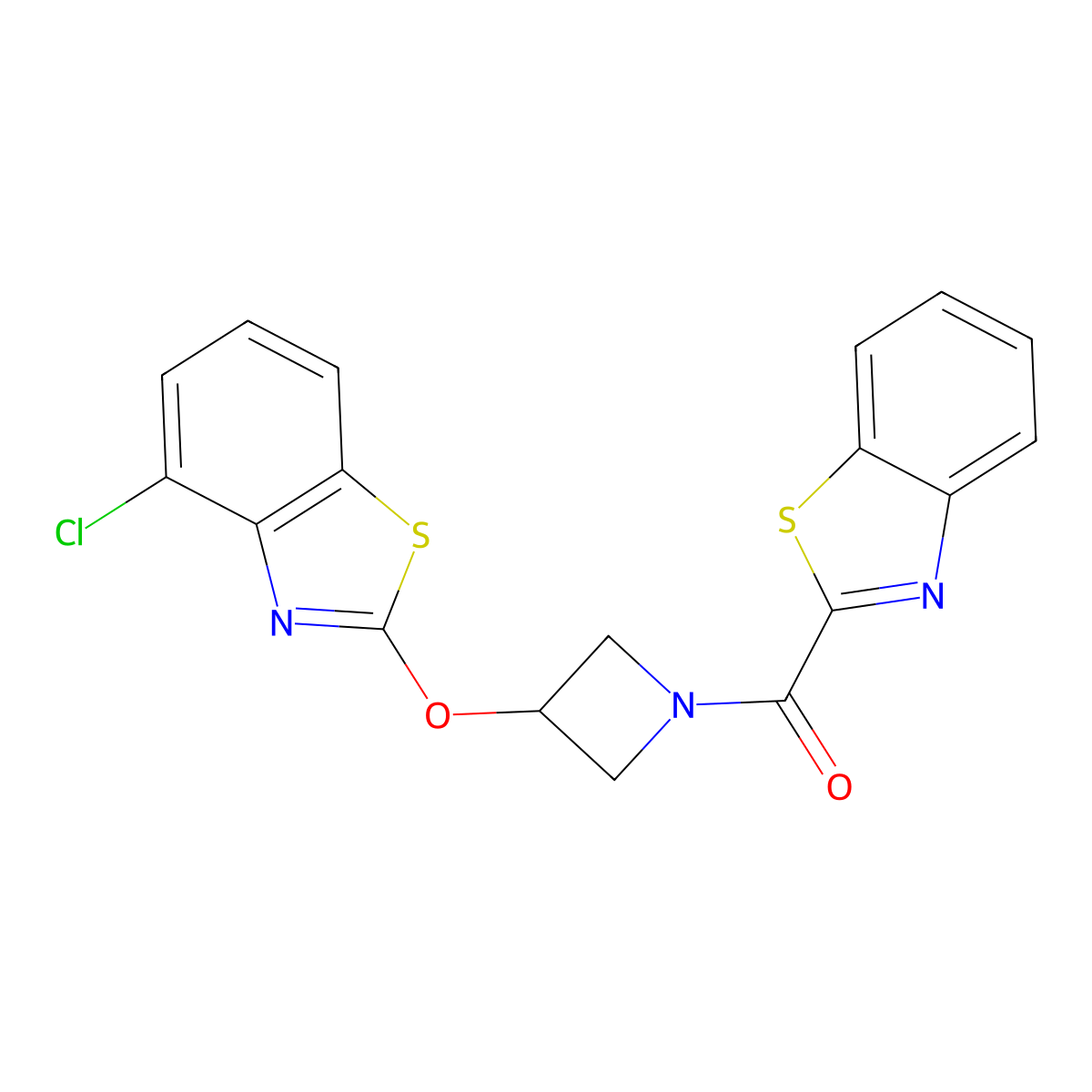 Benzo[d]thiazol-2-yl(3-((4-chlorobenzo[d]thiazol-2-yl)oxy)azetidin-1-yl)methanone molecular structure, CAS 1396861-77-0