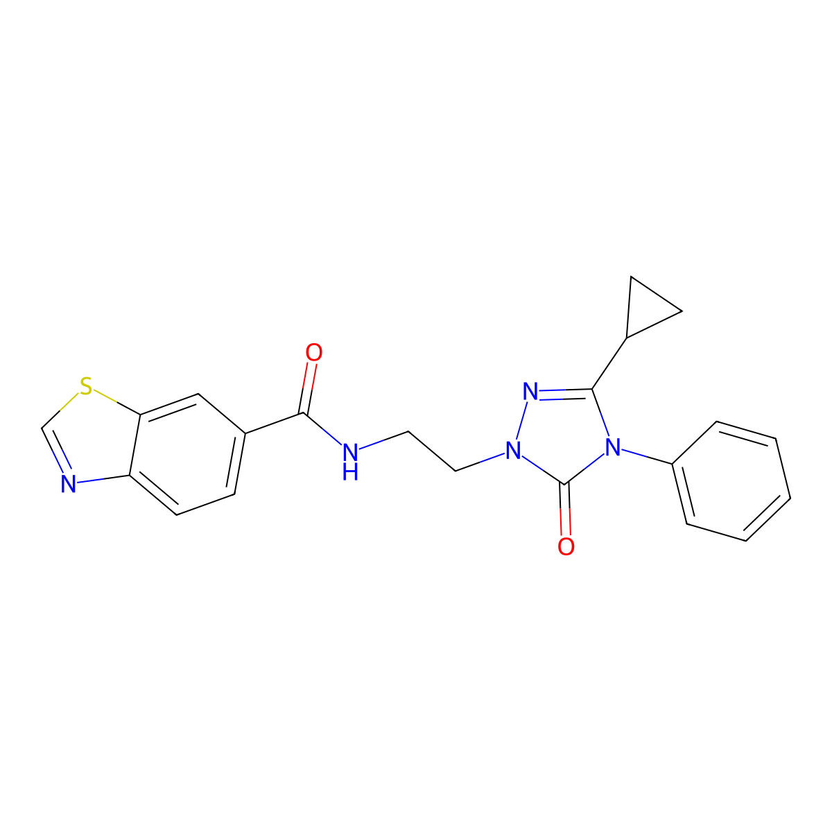 N-(2-(3-cyclopropyl-5-oxo-4-phenyl-4,5-dihydro-1H-1,2,4-triazol-1-yl)ethyl)benzo[d]thiazole-6-carboxamide molecular structure, CAS 1396861-80-5
