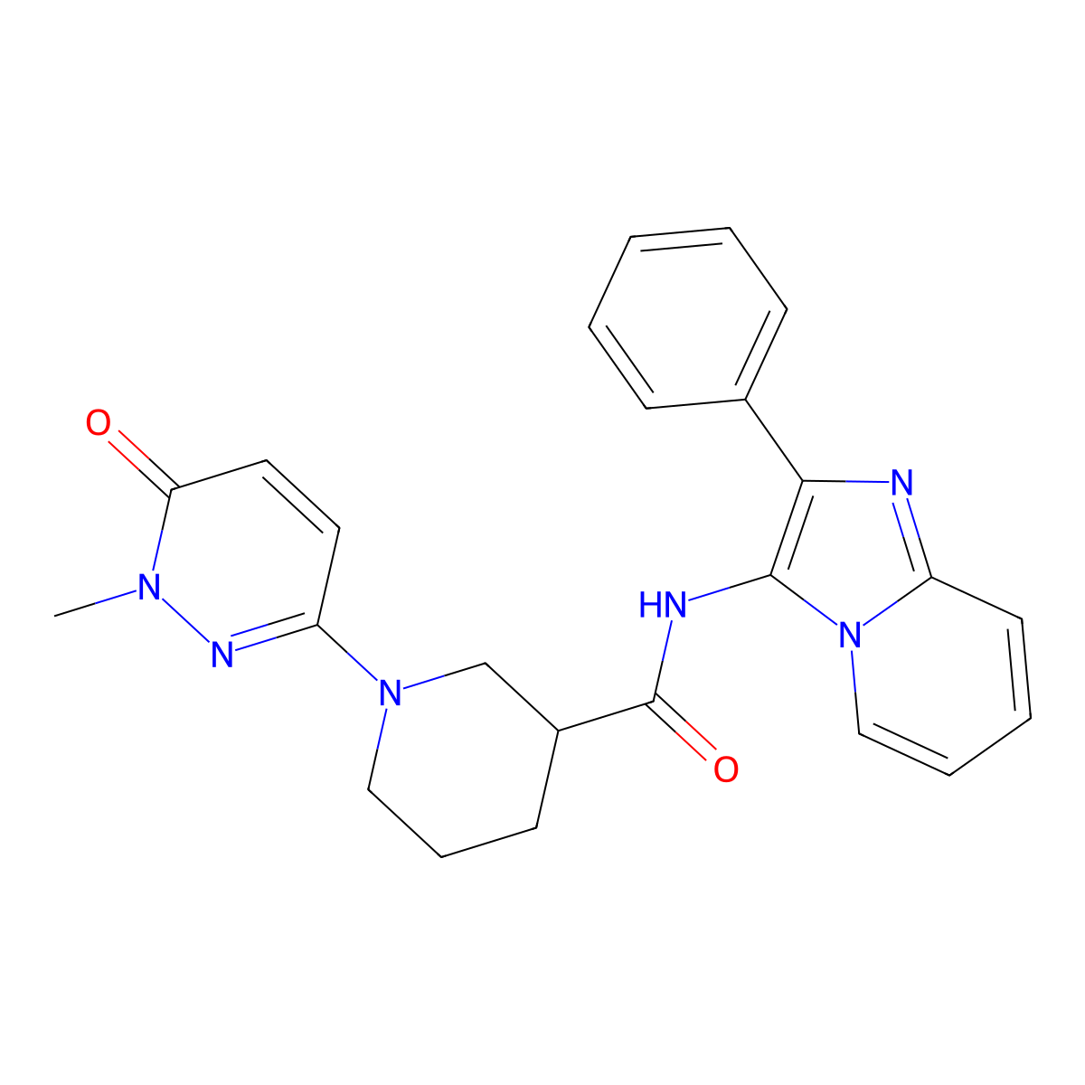 1-(1-methyl-6-oxo-1,6-dihydropyridazin-3-yl)-N-(2-phenylimidazo[1,2-a]pyridin-3-yl)piperidine-3-carboxamide molecular structure, CAS 1396861-81-6