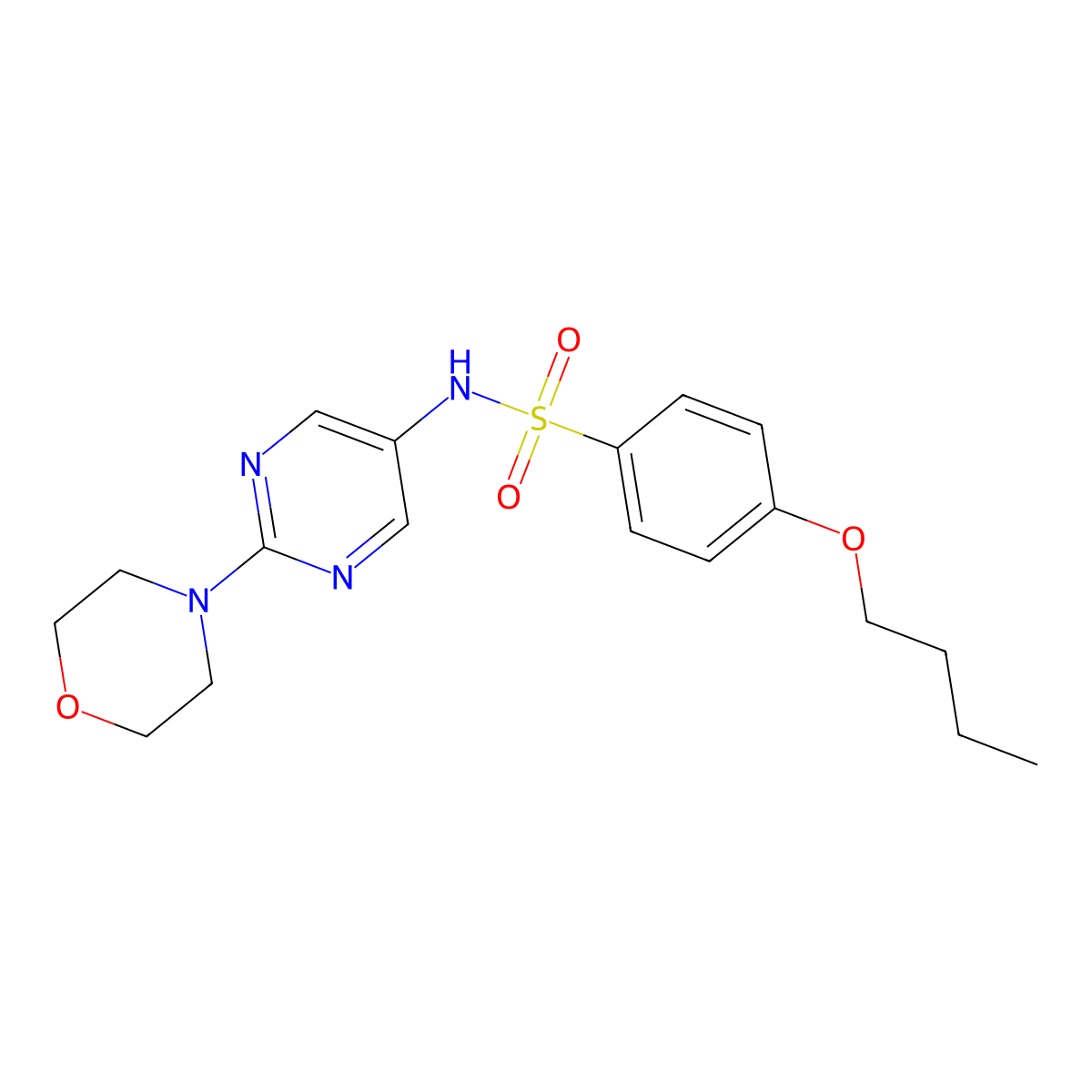 4-butoxy-N-(2-morpholinopyrimidin-5-yl)benzenesulfonamide molecular structure, CAS 1396861-84-9