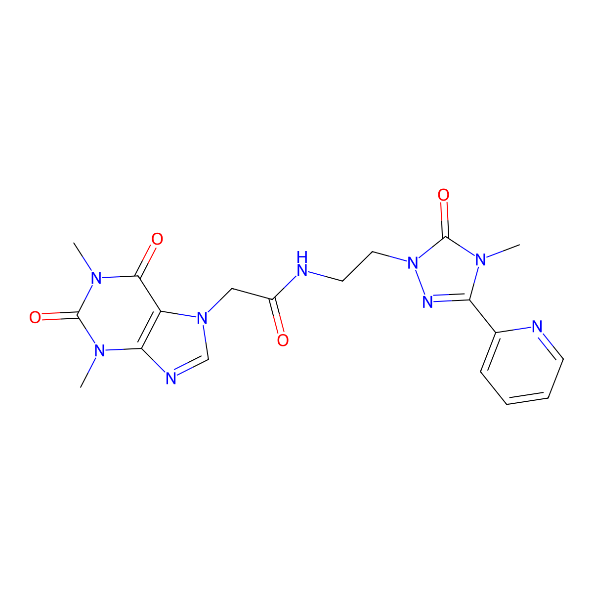 2-(1,3-Dimethyl-2,6-dioxopurin-7-yl)-N-[2-(4-methyl-5-oxo-3-pyridin-2-yl-1,2,4-triazol-1-yl)ethyl]acetamide molecular structure, CAS 1396861-85-0