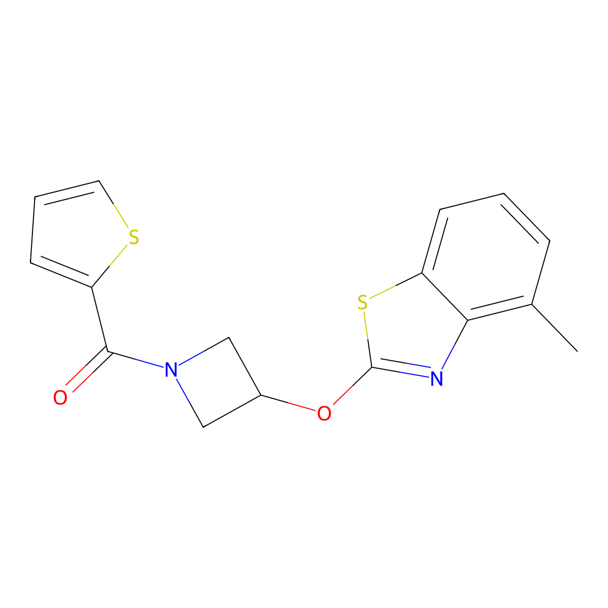 (3-((4-Methylbenzo[d]thiazol-2-yl)oxy)azetidin-1-yl)(thiophen-2-yl)methanone molecular structure, CAS 1396861-86-1