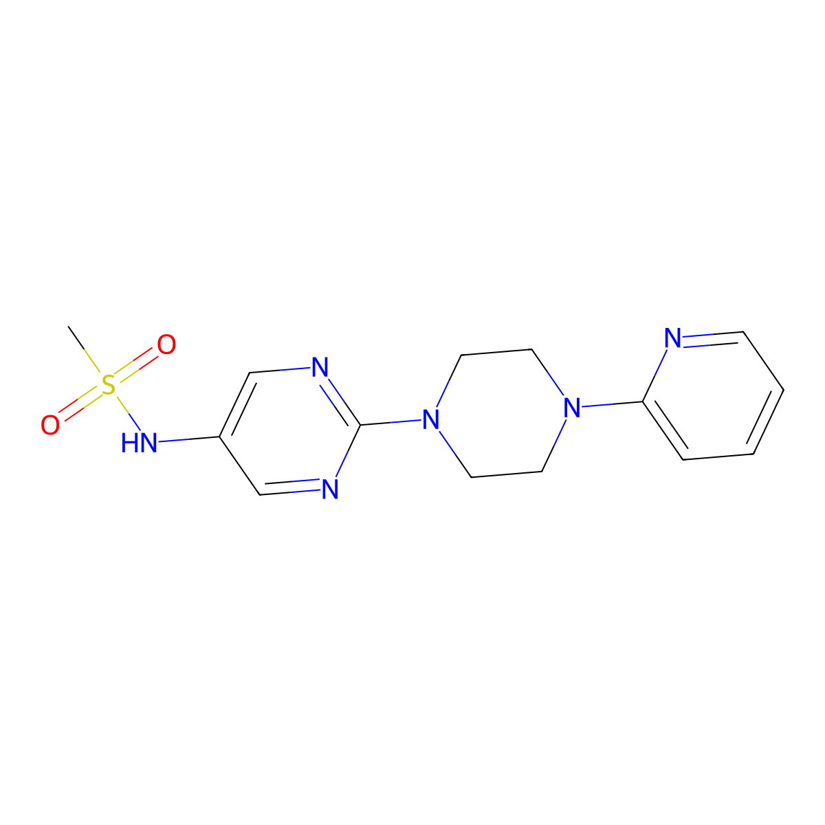 N-{2-[4-(pyridin-2-yl)piperazin-1-yl]pyrimidin-5-yl}methanesulfonamide molecular structure, CAS 1396861-89-4