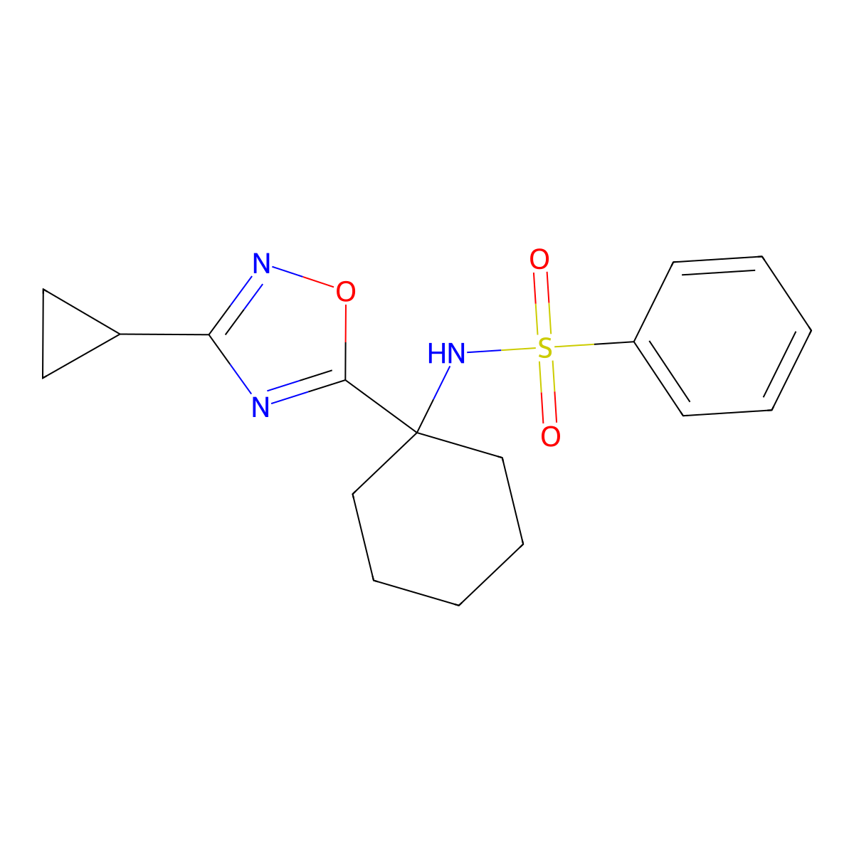 N-[1-(3-cyclopropyl-1,2,4-oxadiazol-5-yl)cyclohexyl]benzenesulfonamide molecular structure, CAS 1396861-96-3