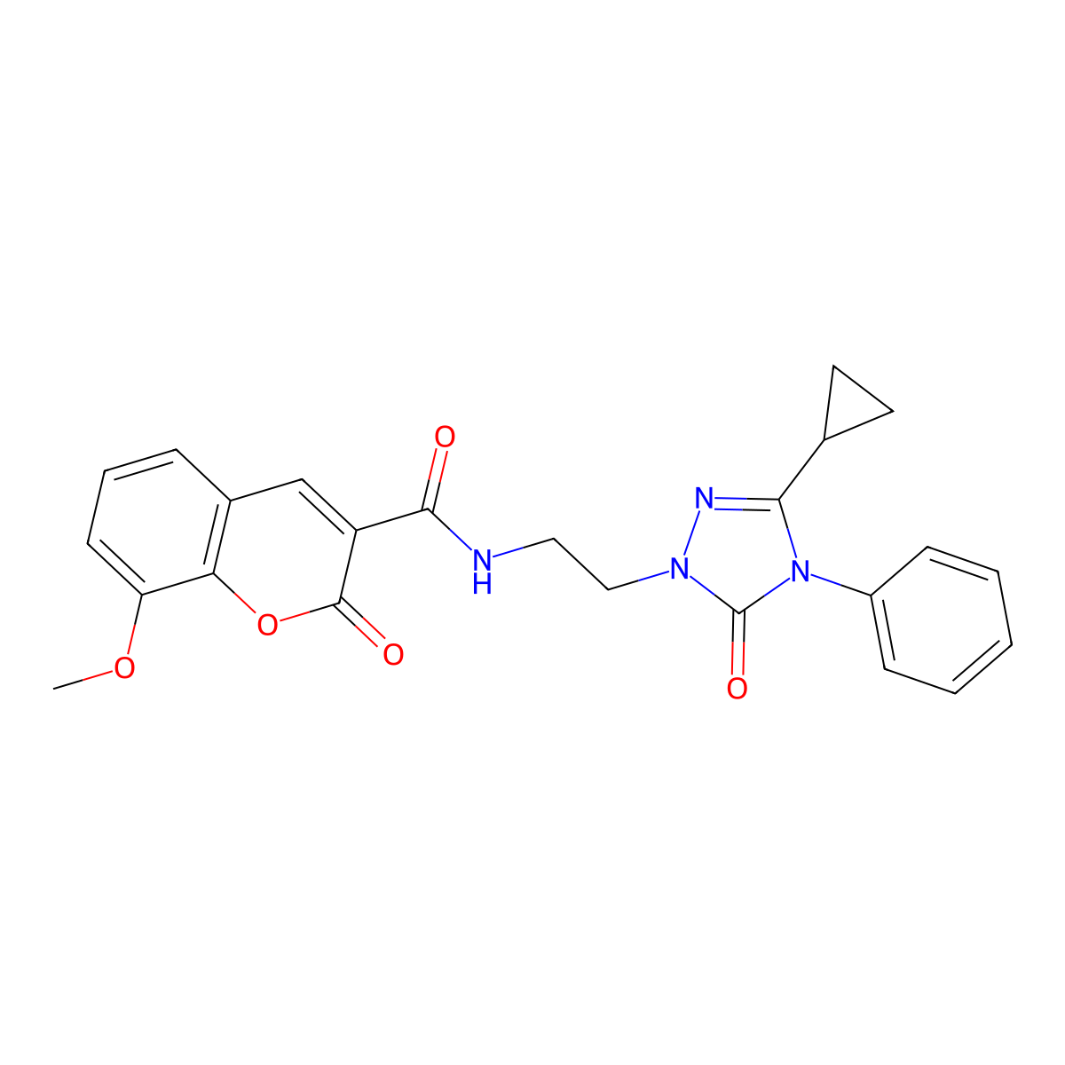 N-[2-(3-cyclopropyl-5-oxo-4-phenyl-4,5-dihydro-1H-1,2,4-triazol-1-yl)ethyl]-8-methoxy-2-oxo-2H-chromene-3-carboxamide molecular structure, CAS 1396861-98-5