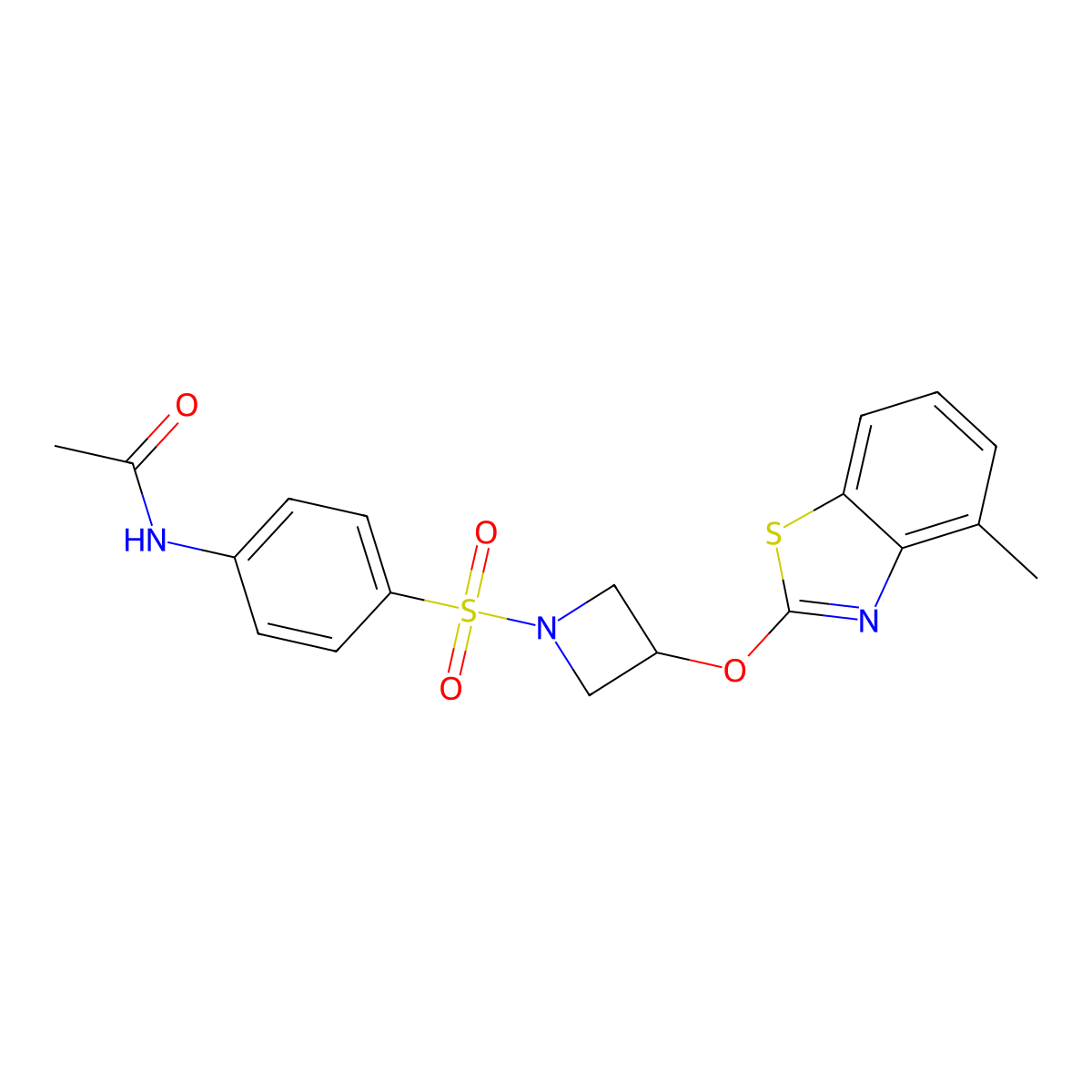 N-(4-((3-((4-methylbenzo[d]thiazol-2-yl)oxy)azetidin-1-yl)sulfonyl)phenyl)acetamide molecular structure, CAS 1396862-04-6