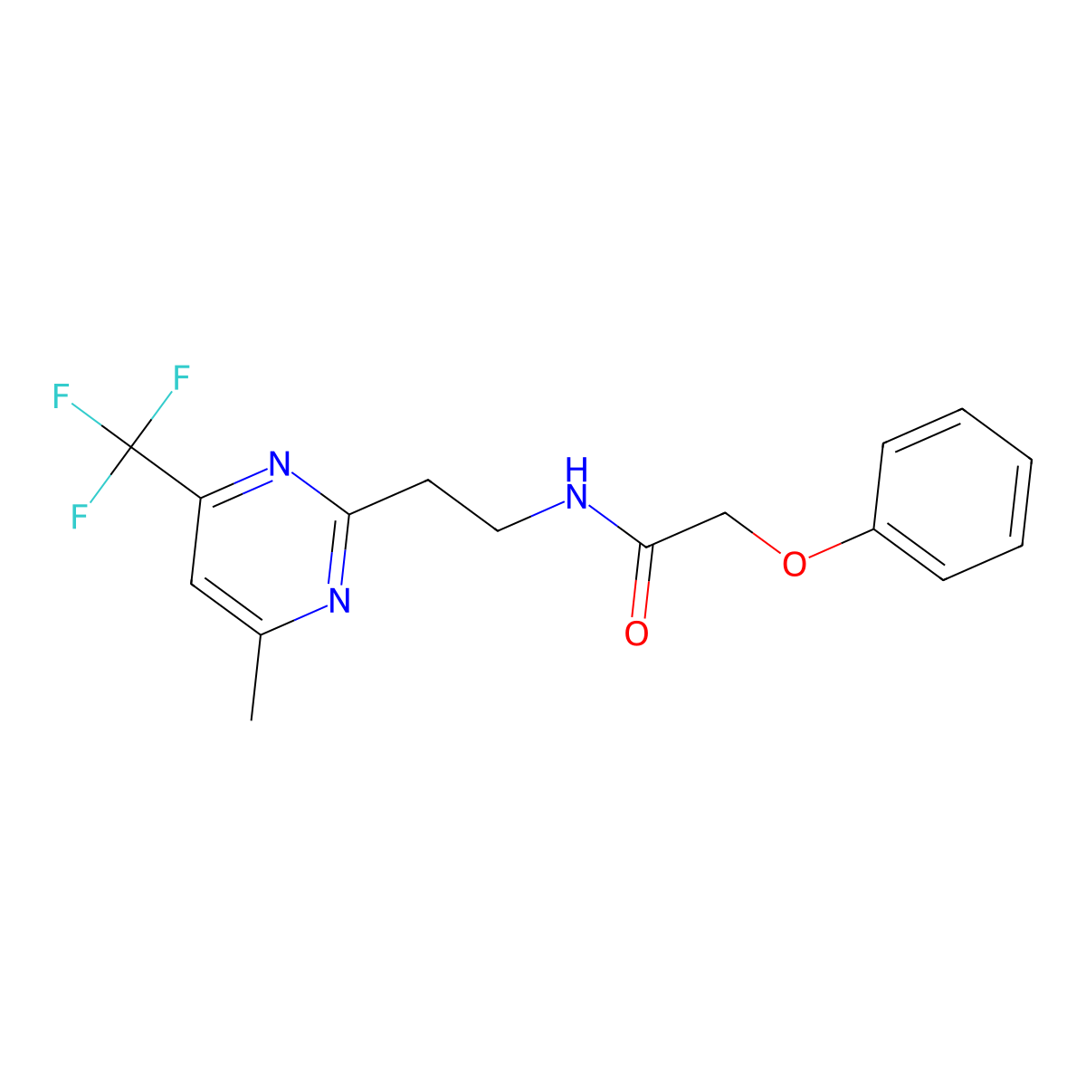 N-{2-[4-methyl-6-(trifluoromethyl)pyrimidin-2-yl]ethyl}-2-phenoxyacetamide molecular structure, CAS 1396862-05-7