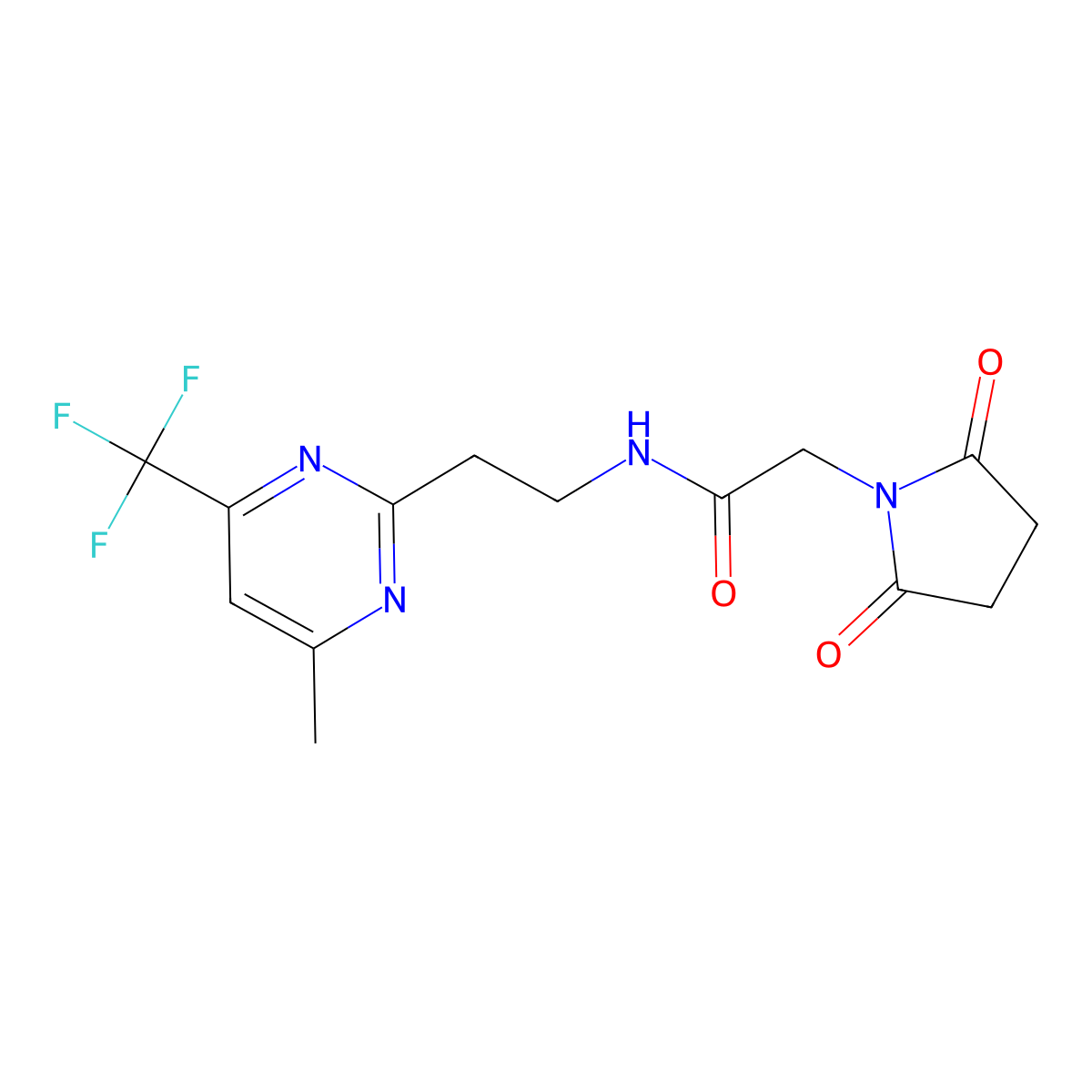 2-(2,5-dioxopyrrolidin-1-yl)-N-{2-[4-methyl-6-(trifluoromethyl)pyrimidin-2-yl]ethyl}acetamide molecular structure, CAS 1396862-10-4
