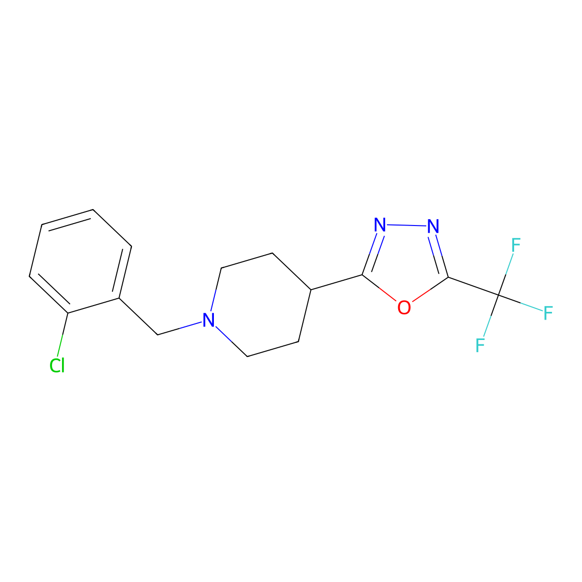 2-(1-(2-Chlorobenzyl)piperidin-4-yl)-5-(trifluoromethyl)-1,3,4-oxadiazole molecular structure, CAS 1396862-11-5