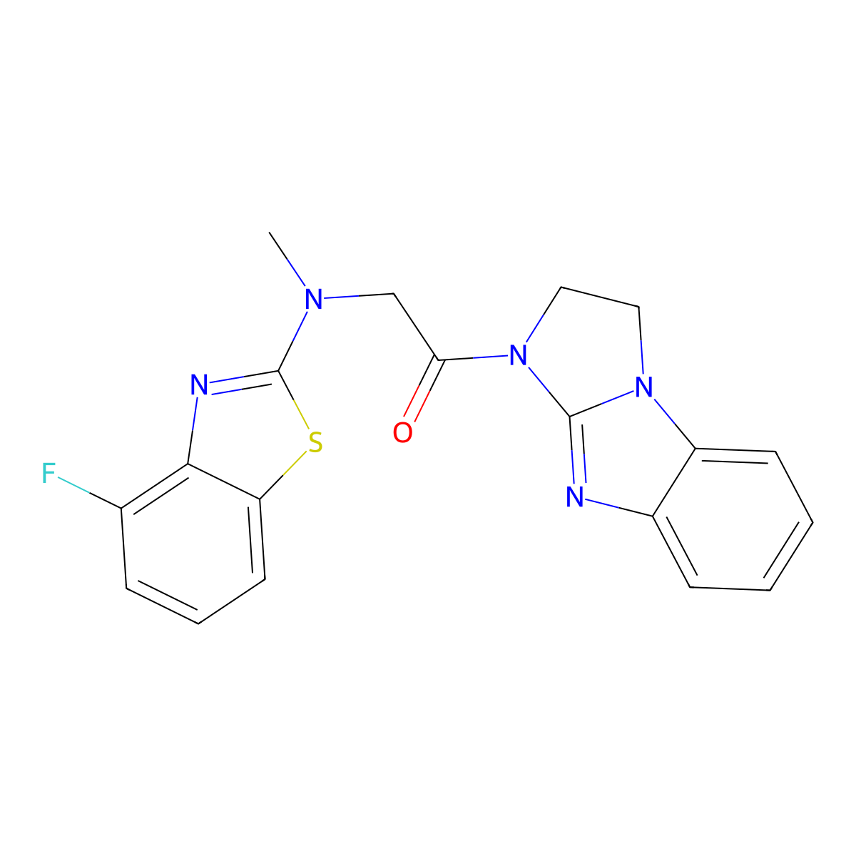 2-[(4-Fluoro-1,3-benzothiazol-2-yl)(methyl)amino]-1-{2,5,7-triazatricyclo[6.4.0.0^{2,6}]dodeca-1(8),6,9,11-tetraen-5-yl}ethan-1-one molecular structure, CAS 1396862-15-9