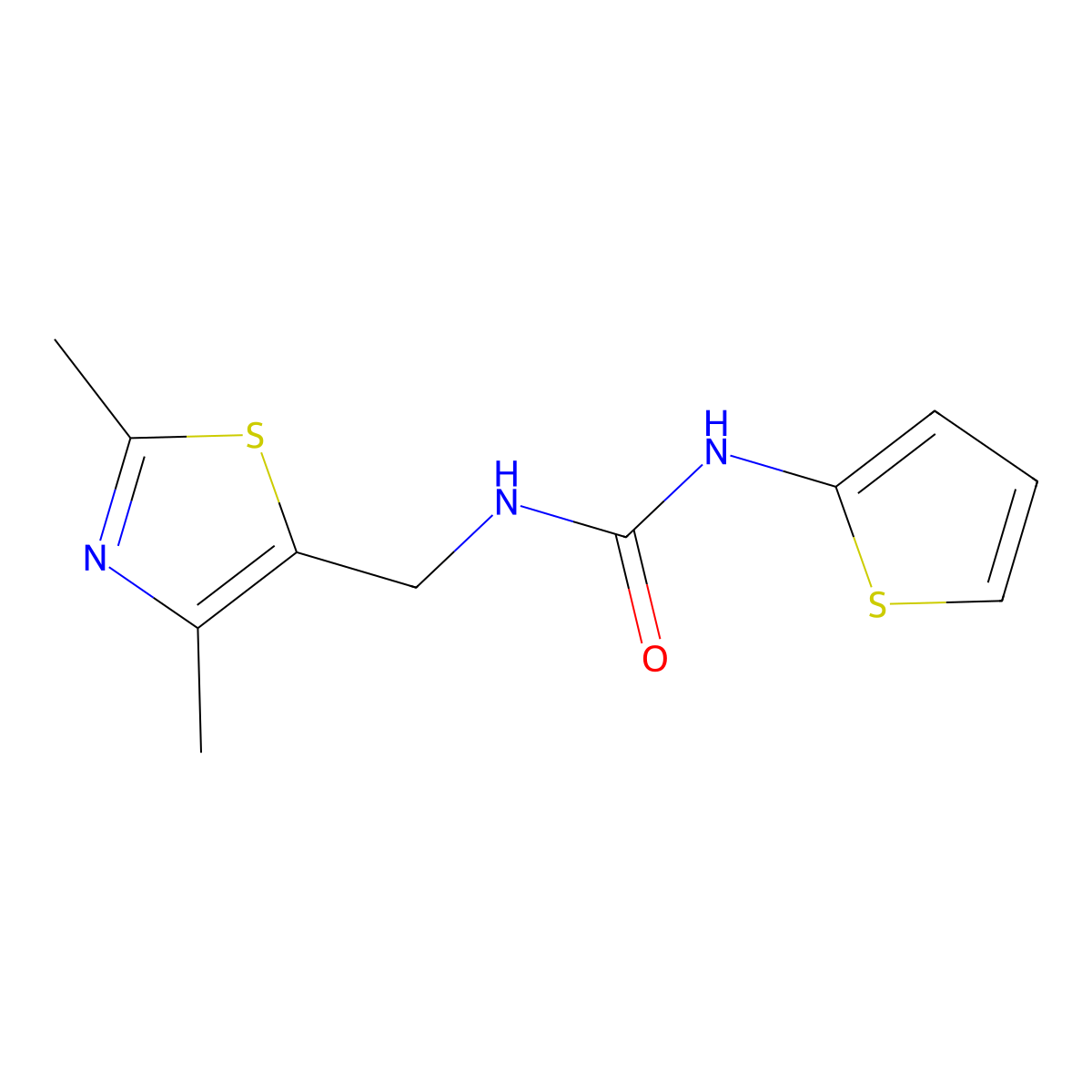 1-((2,4-Dimethylthiazol-5-yl)methyl)-3-(thiophen-2-yl)urea molecular structure, CAS 1396862-16-0
