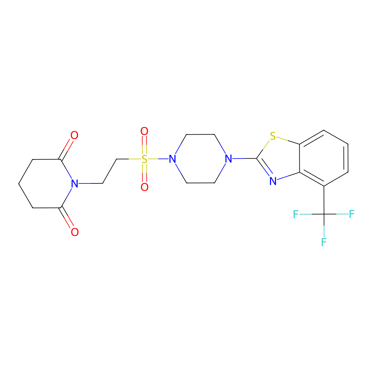 1-(2-((4-(4-(Trifluoromethyl)benzo[d]thiazol-2-yl)piperazin-1-yl)sulfonyl)ethyl)piperidine-2,6-dione molecular structure, CAS 1396862-17-1