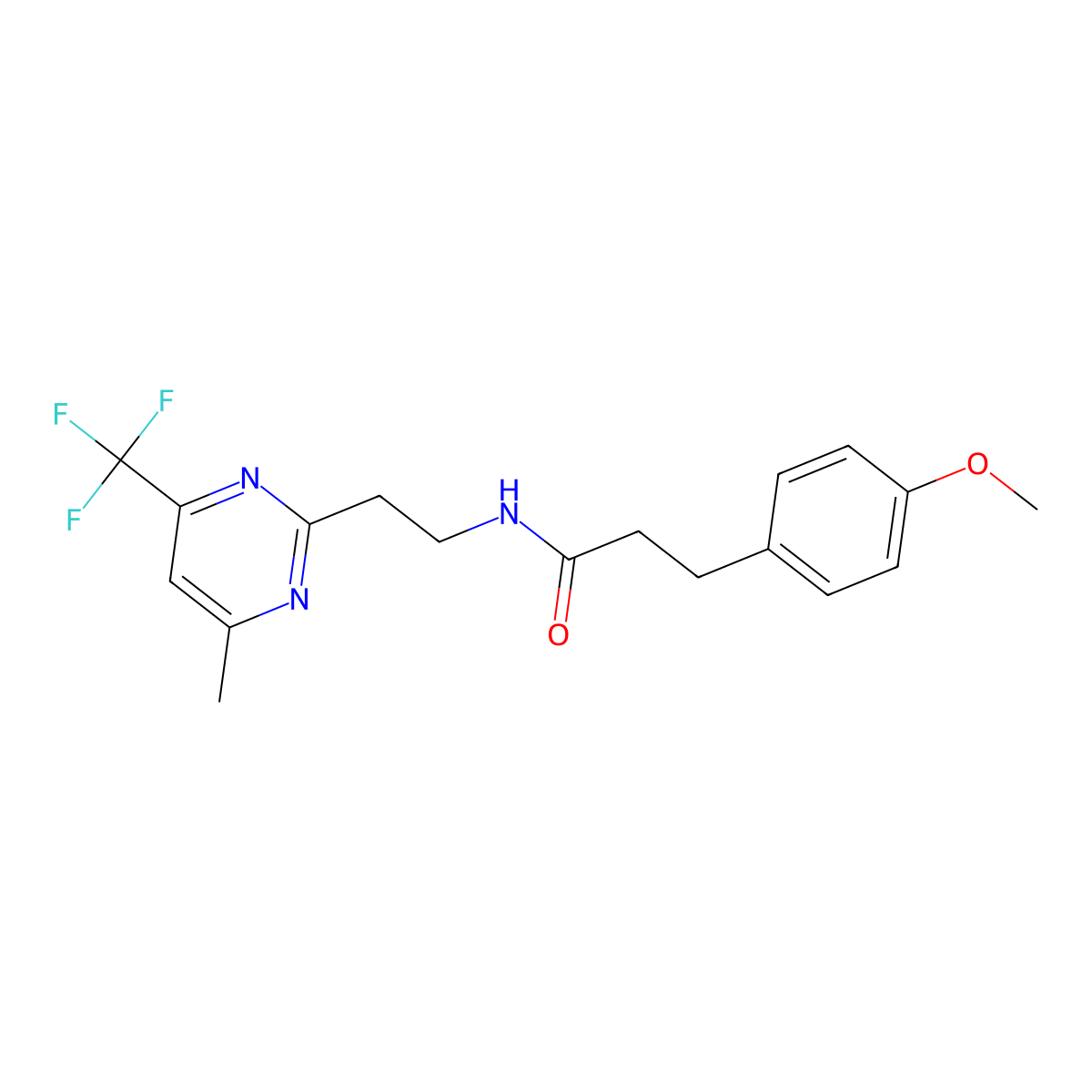 3-(4-methoxyphenyl)-N-{2-[4-methyl-6-(trifluoromethyl)pyrimidin-2-yl]ethyl}propanamide molecular structure, CAS 1396862-28-4
