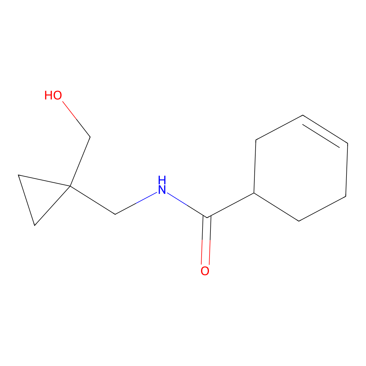 N-((1-(hydroxymethyl)cyclopropyl)methyl)cyclohex-3-enecarboxamide molecular structure, CAS 1396862-30-8