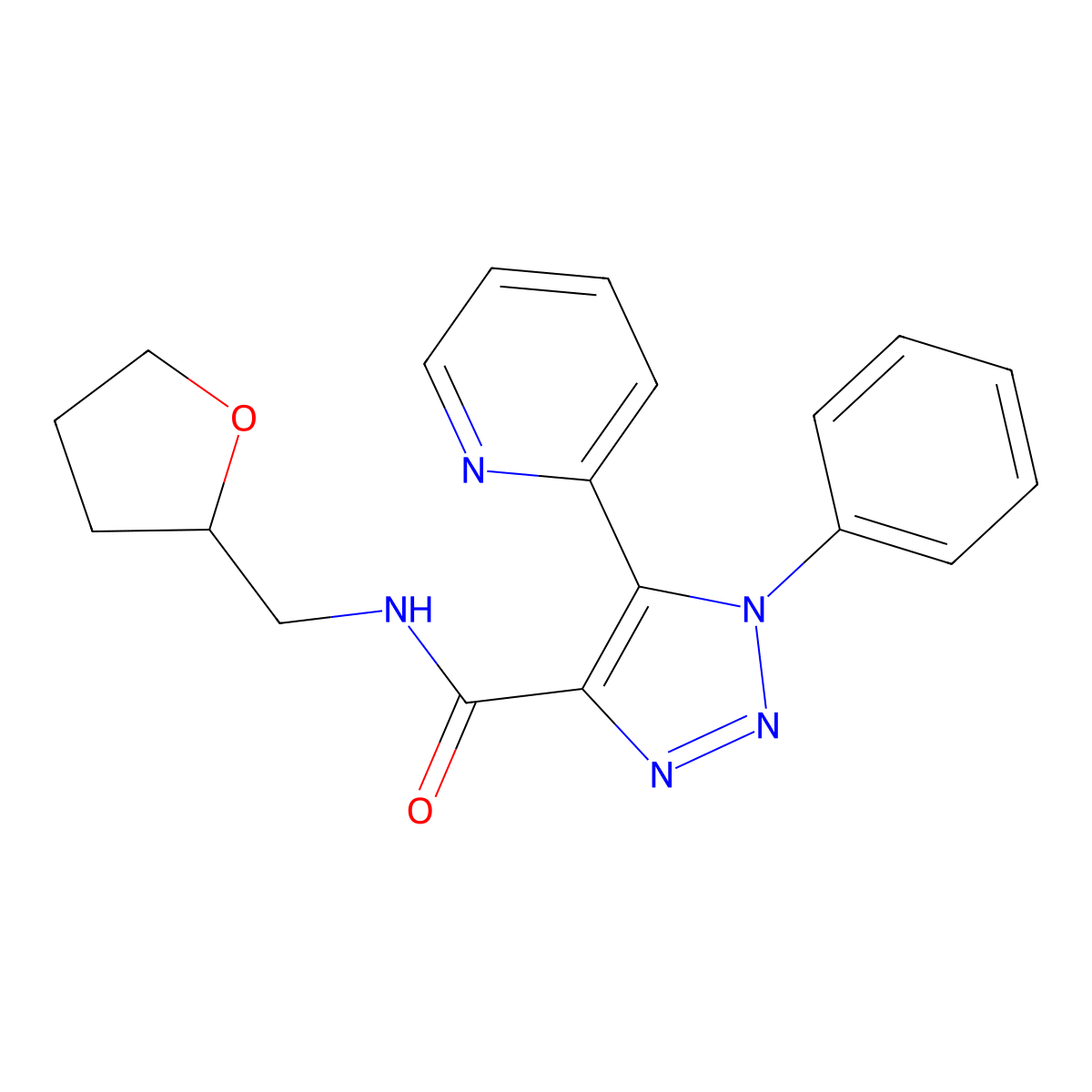 1-phenyl-5-pyridin-2-yl-N-(tetrahydrofuran-2-ylmethyl)-1H-1,2,3-triazole-4-carboxamide molecular structure, CAS 1396862-38-6