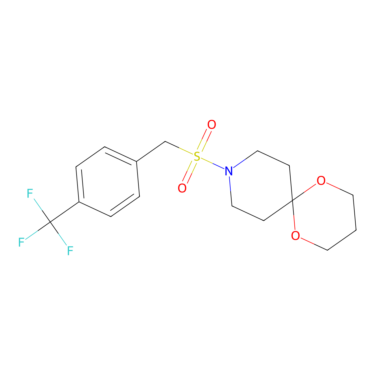 9-((4-(Trifluoromethyl)benzyl)sulfonyl)-1,5-dioxa-9-azaspiro[5.5]undecane molecular structure, CAS 1396862-40-0