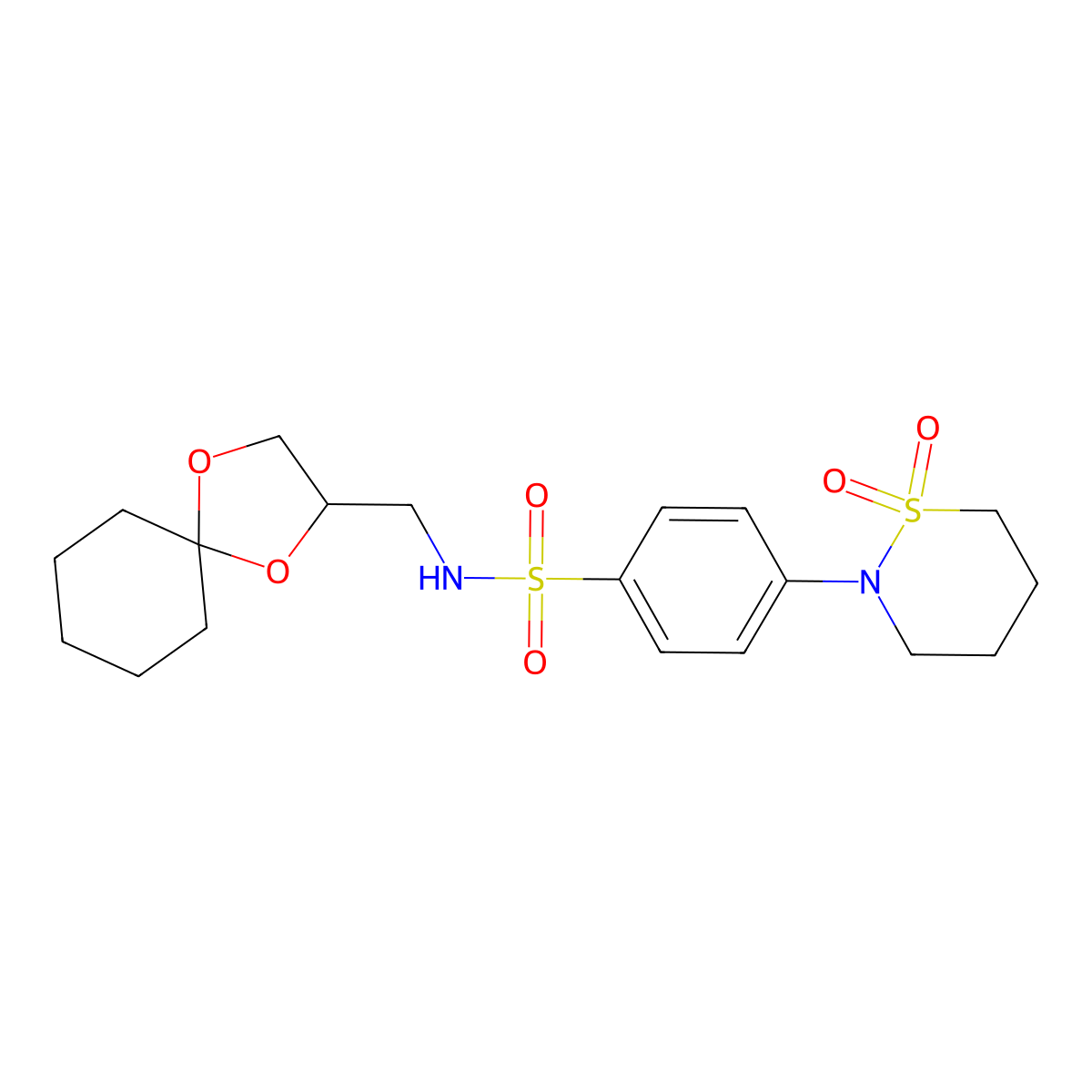 N-(1,4-dioxaspiro[4.5]decan-2-ylmethyl)-4-(1,1-dioxido-1,2-thiazinan-2-yl)benzenesulfonamide molecular structure, CAS 1396862-44-4