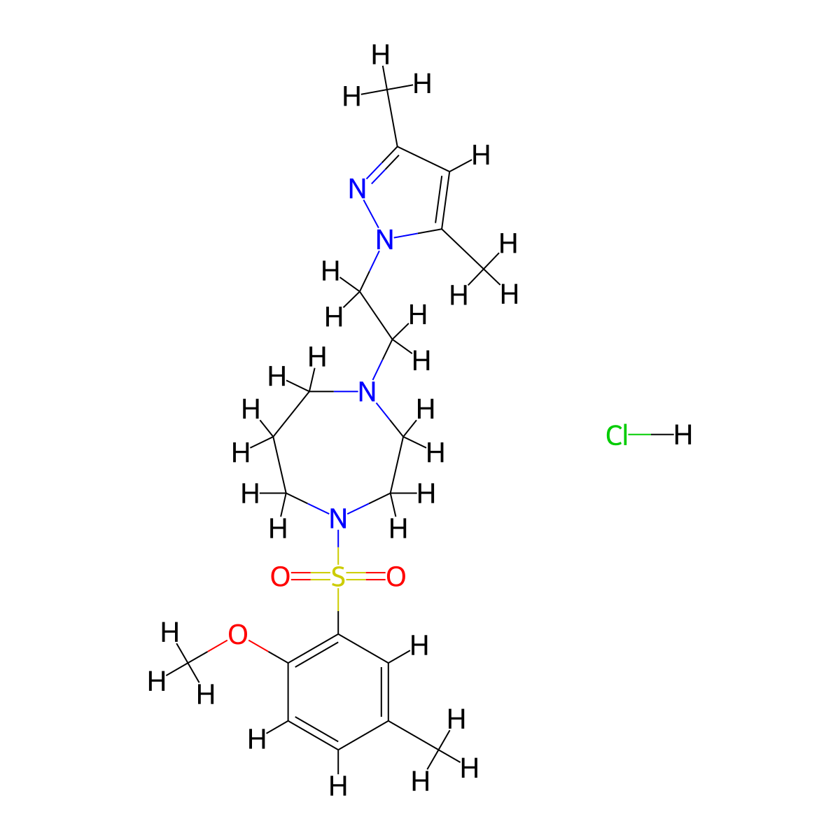 1-(2-(3,5-dimethyl-1H-pyrazol-1-yl)ethyl)-4-((2-methoxy-5-methylphenyl)sulfonyl)-1,4-diazepane hydrochloride molecular structure, CAS 1396862-48-8