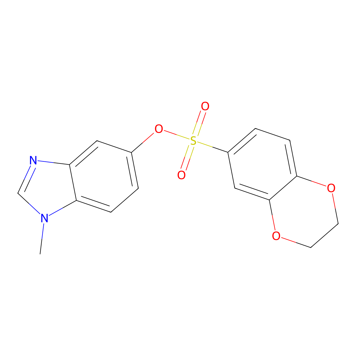 1-methyl-1H-benzo[d]imidazol-5-yl 2,3-dihydrobenzo[b][1,4]dioxine-6-sulfonate molecular structure, CAS 1396862-54-6