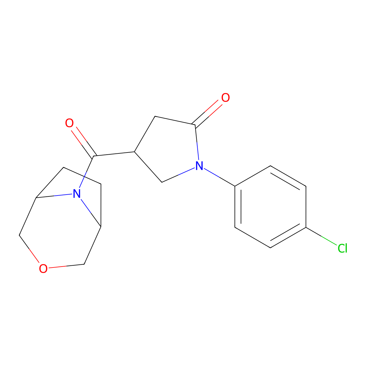 4-((1R,5S)-3-oxa-8-azabicyclo[3.2.1]octane-8-carbonyl)-1-(4-chlorophenyl)pyrrolidin-2-one molecular structure, CAS 1396862-60-4