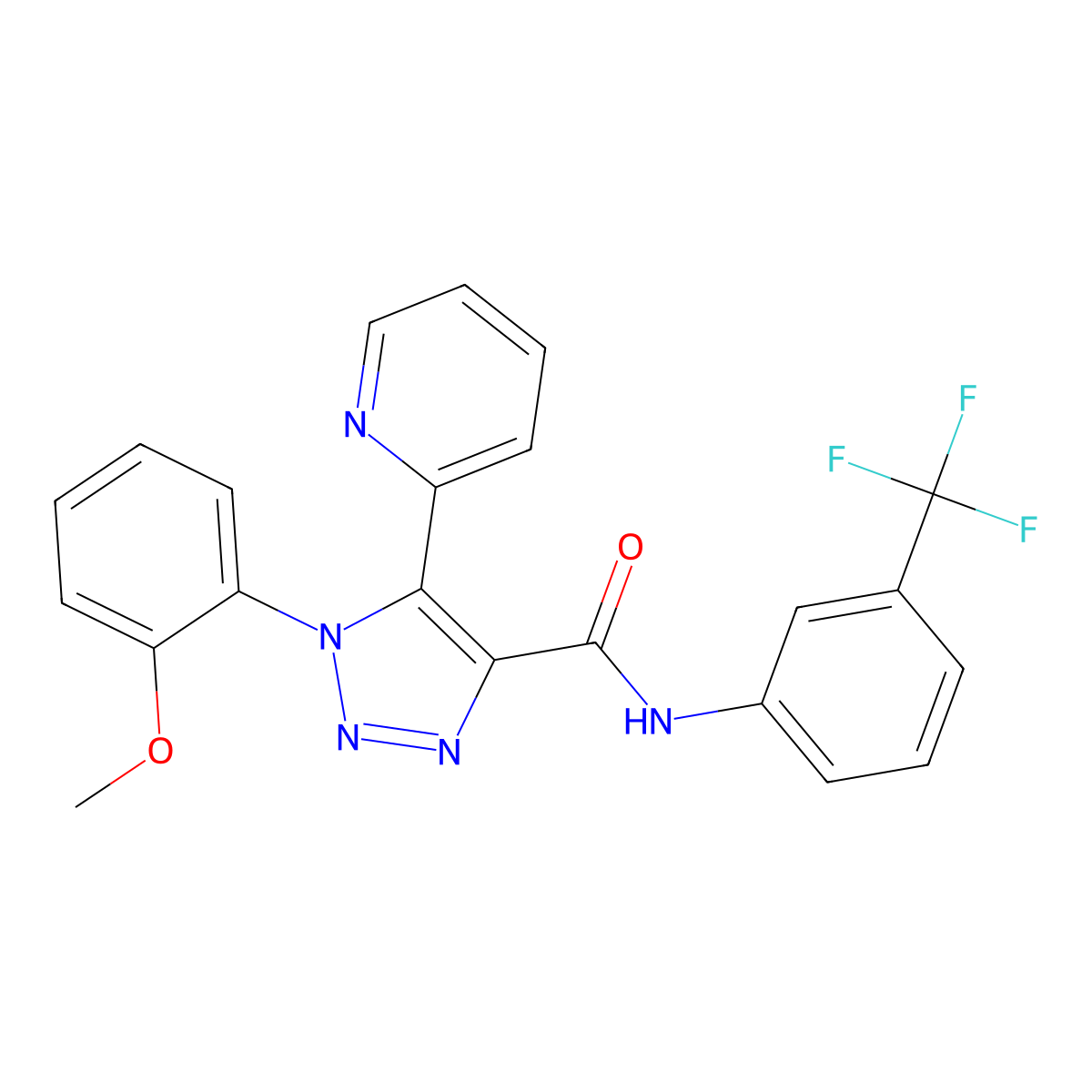 1-(2-methoxyphenyl)-5-pyridin-2-yl-N-[3-(trifluoromethyl)phenyl]-1H-1,2,3-triazole-4-carboxamide molecular structure, CAS 1396862-65-9