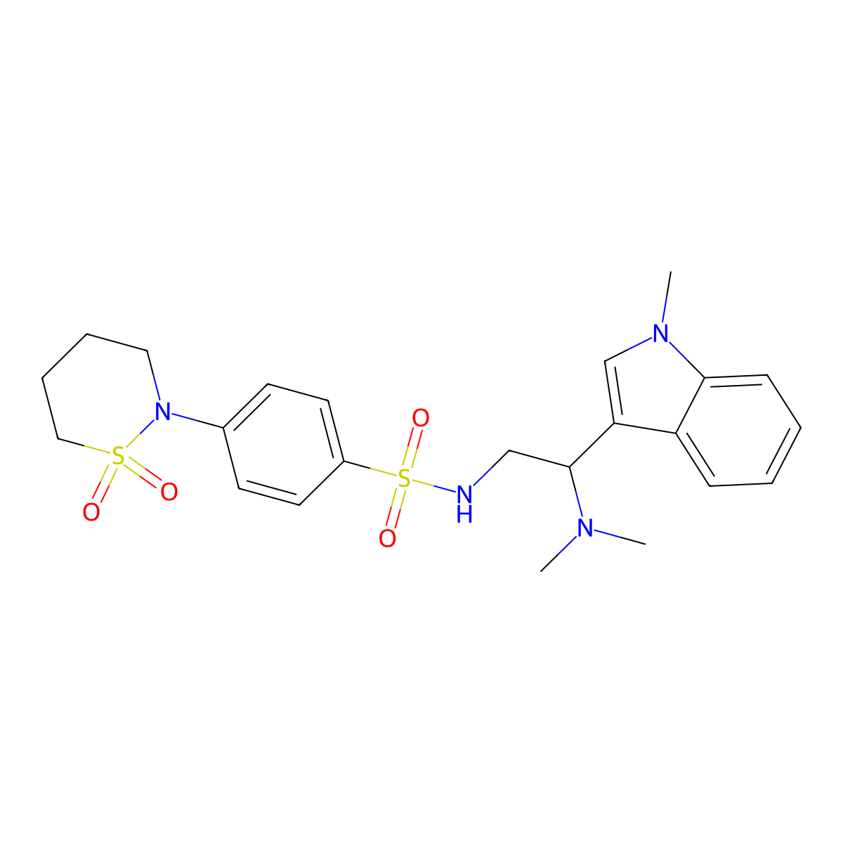 N-(2-(dimethylamino)-2-(1-methyl-1H-indol-3-yl)ethyl)-4-(1,1-dioxido-1,2-thiazinan-2-yl)benzenesulfonamide molecular structure, CAS 1396862-78-4