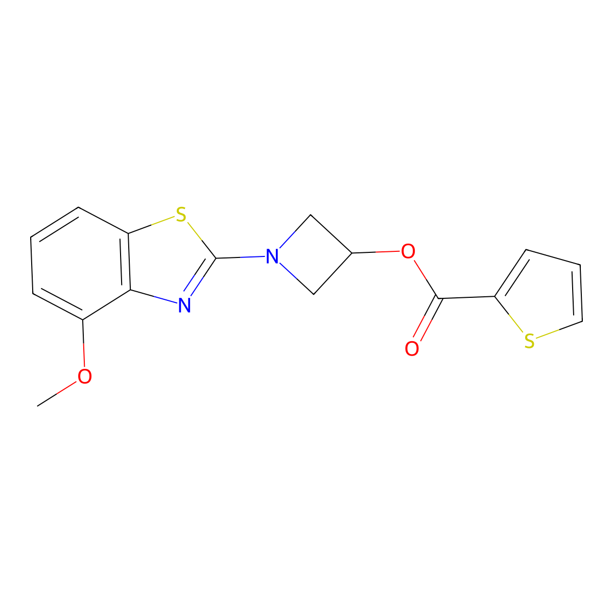 1-(4-Methoxy-1,3-benzothiazol-2-yl)azetidin-3-yl thiophene-2-carboxylate molecular structure, CAS 1396862-81-9
