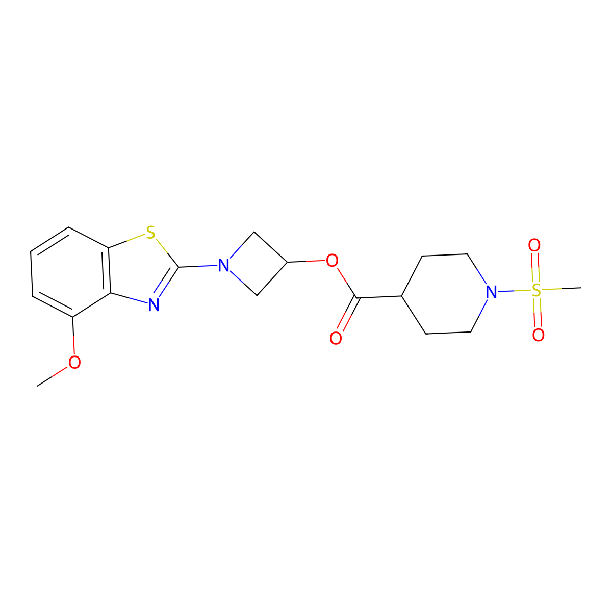 1-(4-Methoxybenzo[d]thiazol-2-yl)azetidin-3-yl 1-(methylsulfonyl)piperidine-4-carboxylate molecular structure, CAS 1396862-88-6
